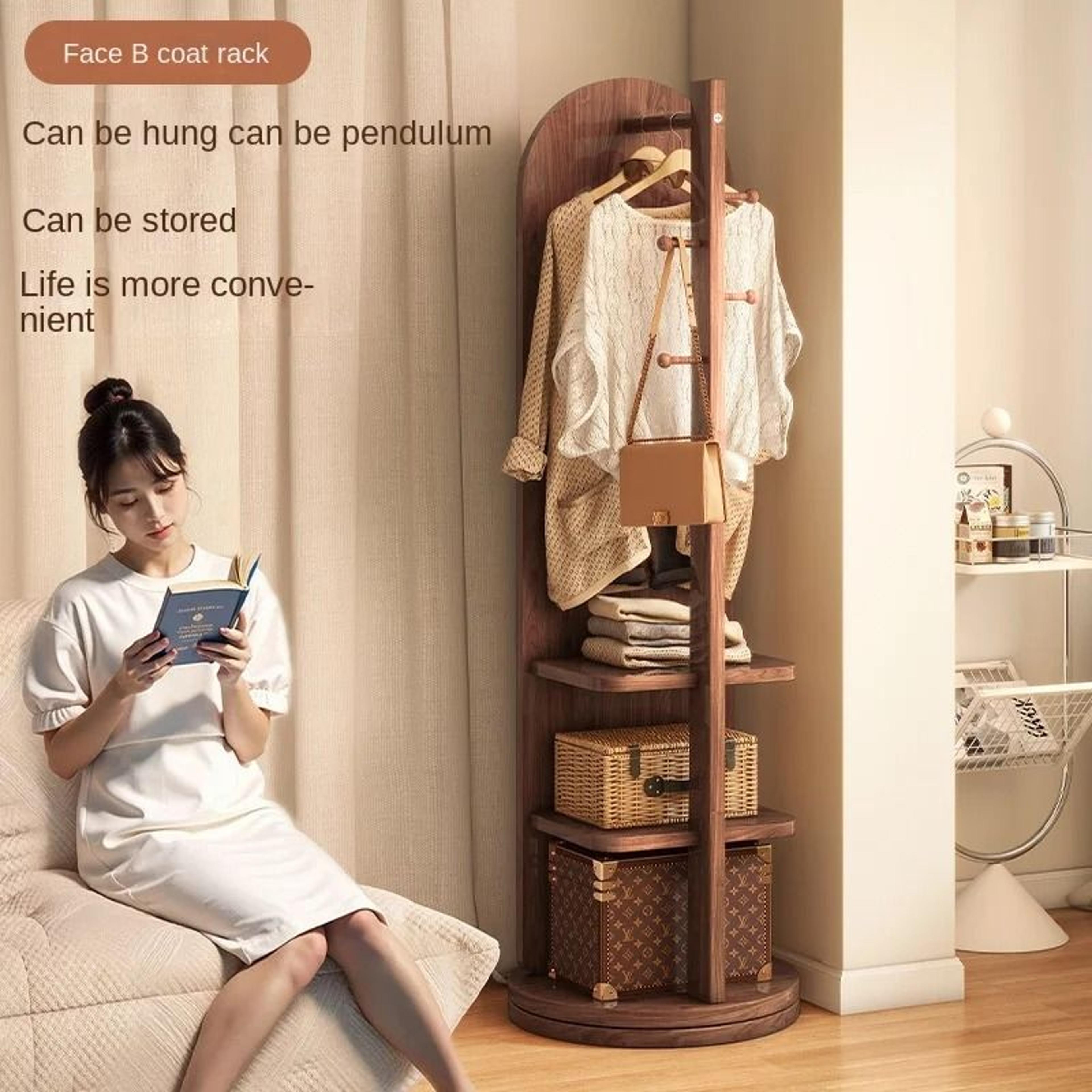 MultiFunction Rotating FullLength Floor Mirror With BuiltIn Coat Rack 3