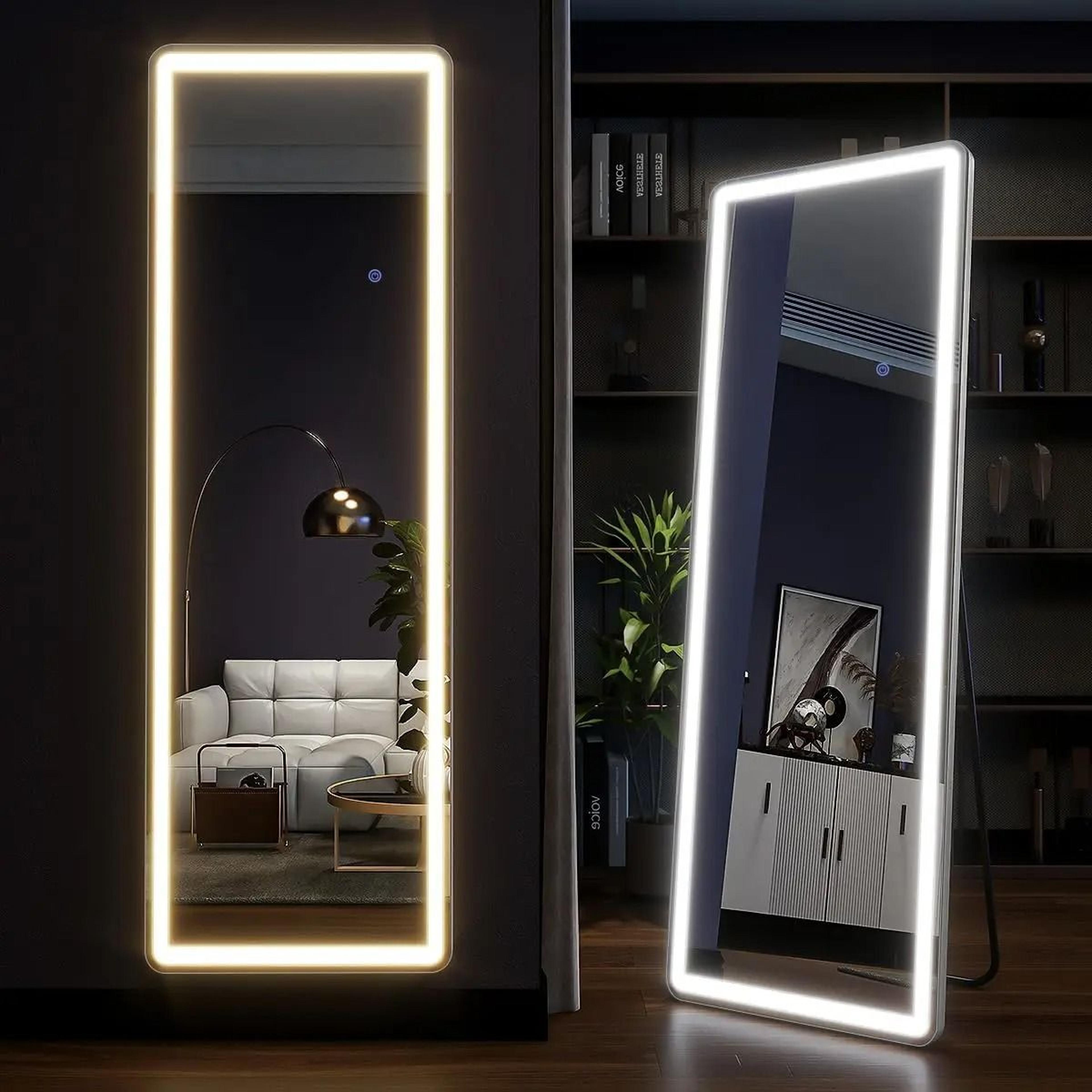 63x20 Inch Full Length LED Mirror With Lights Stand  Dimmable Controls 1