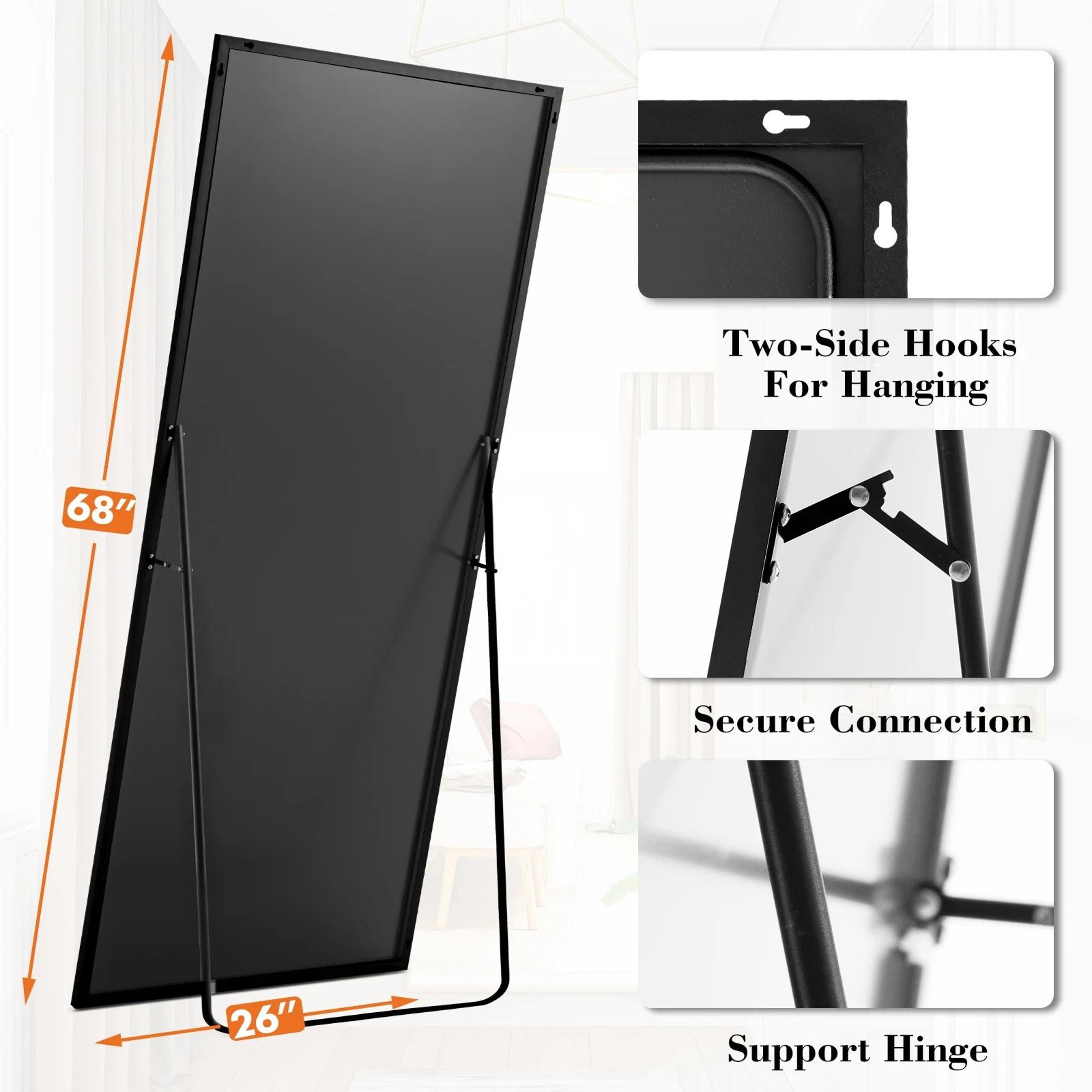 JHK 68x26 Inch Arched Full Length Mirror With Stand  Aluminum Frame 1