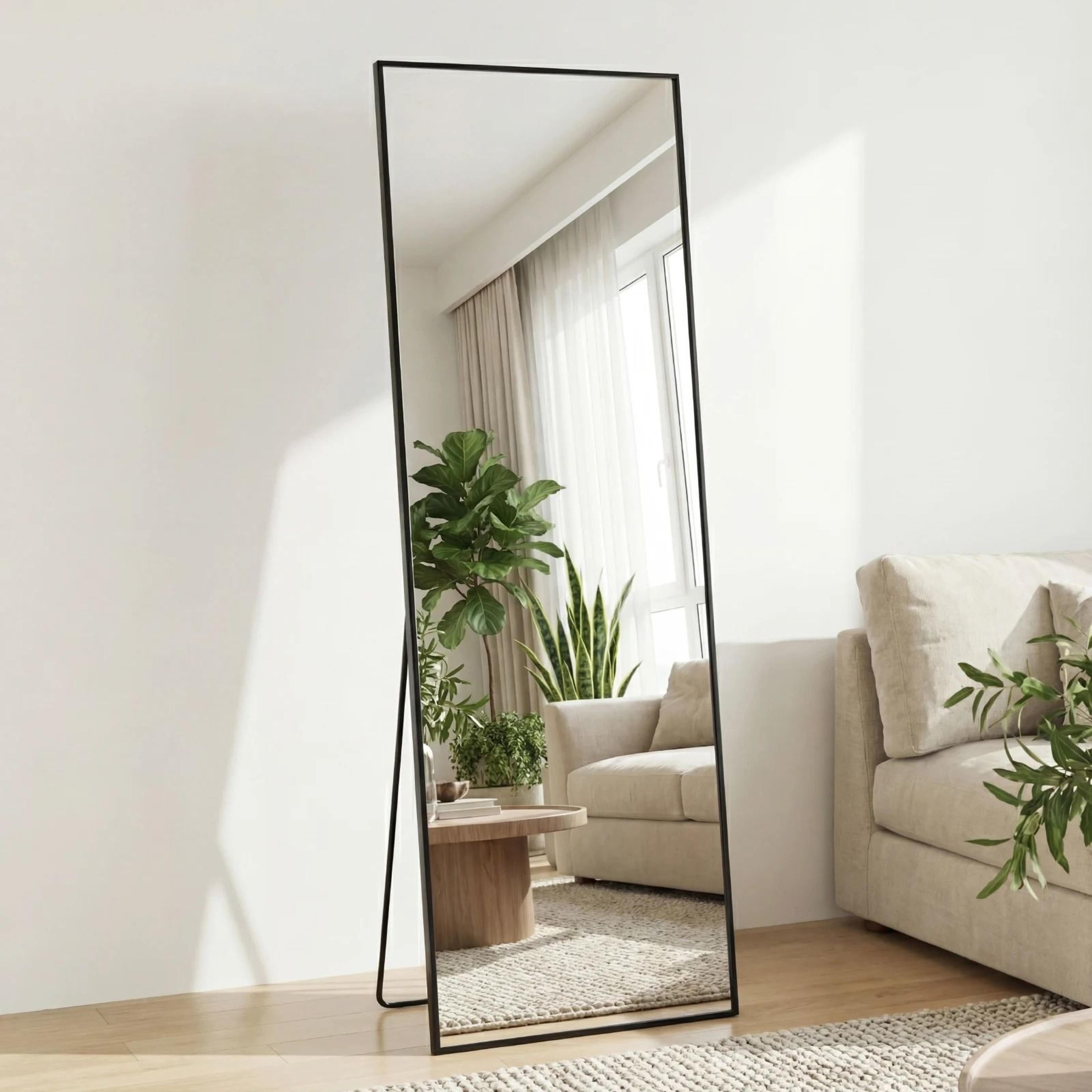 JHK 68x26 Inch Arched Full Length Mirror With Stand  Aluminum Frame 5