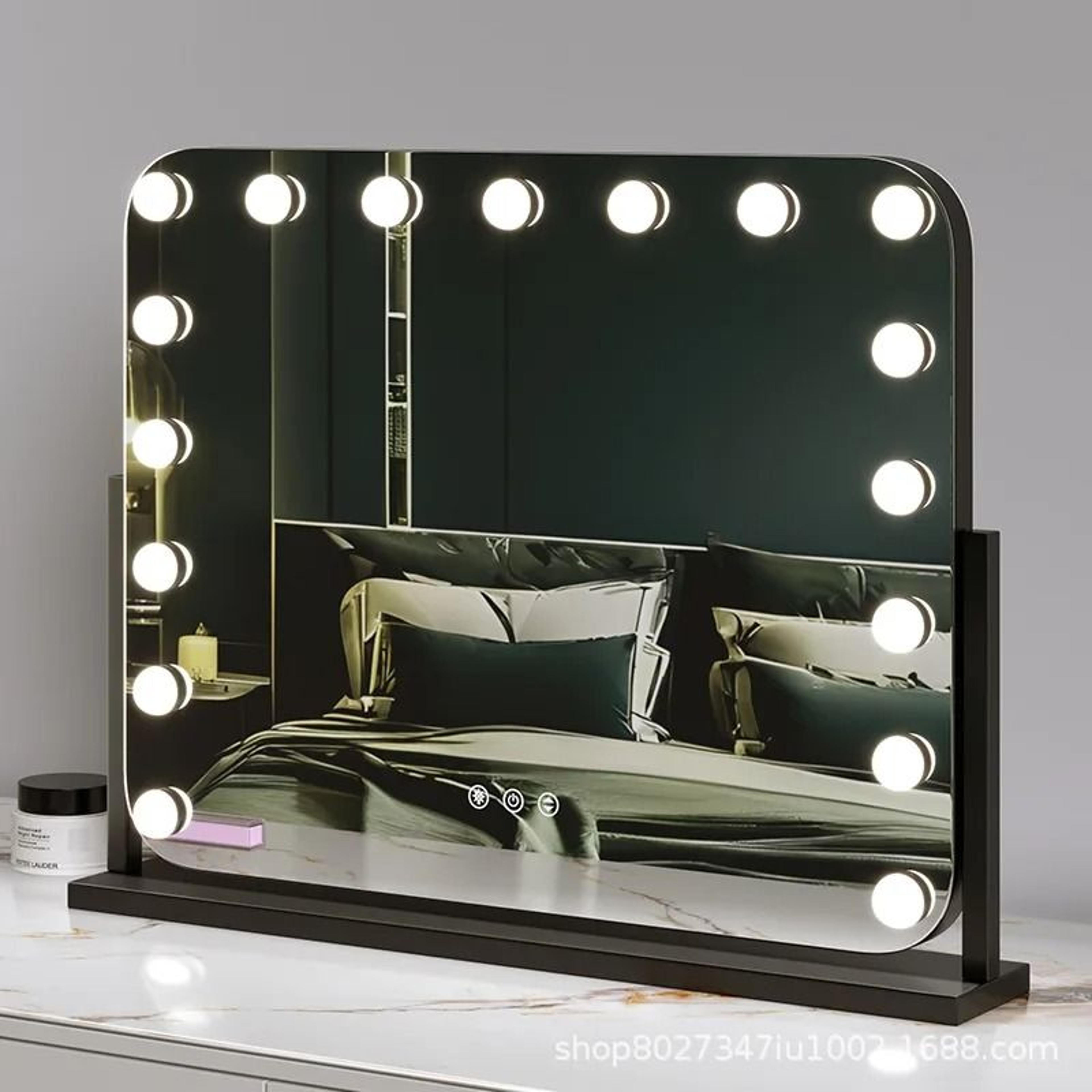 Large Smart Professional LED Lighted Desktop Makeup Mirror With Desk Stand 5