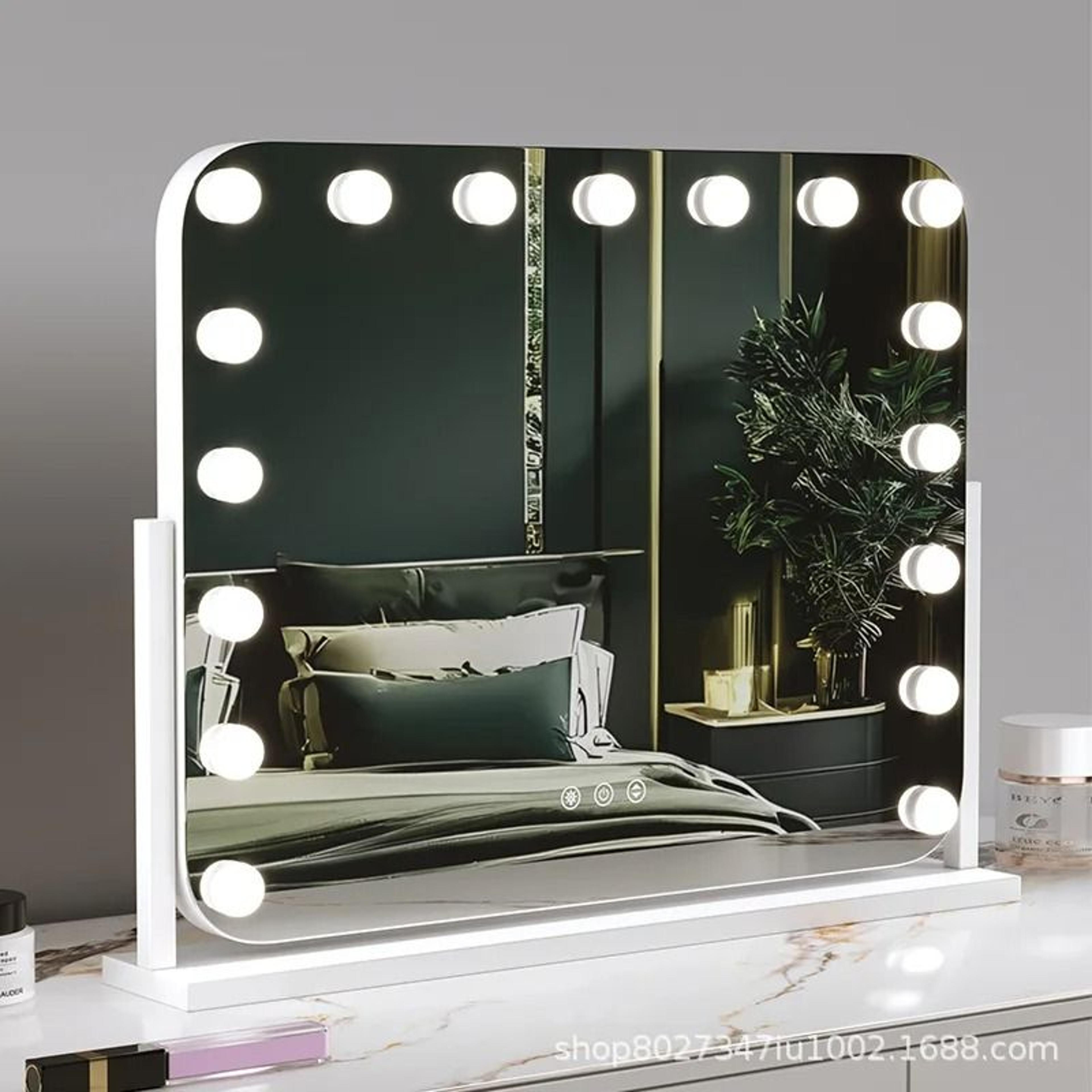 Large Smart Professional LED Lighted Desktop Makeup Mirror With Desk Stand 4