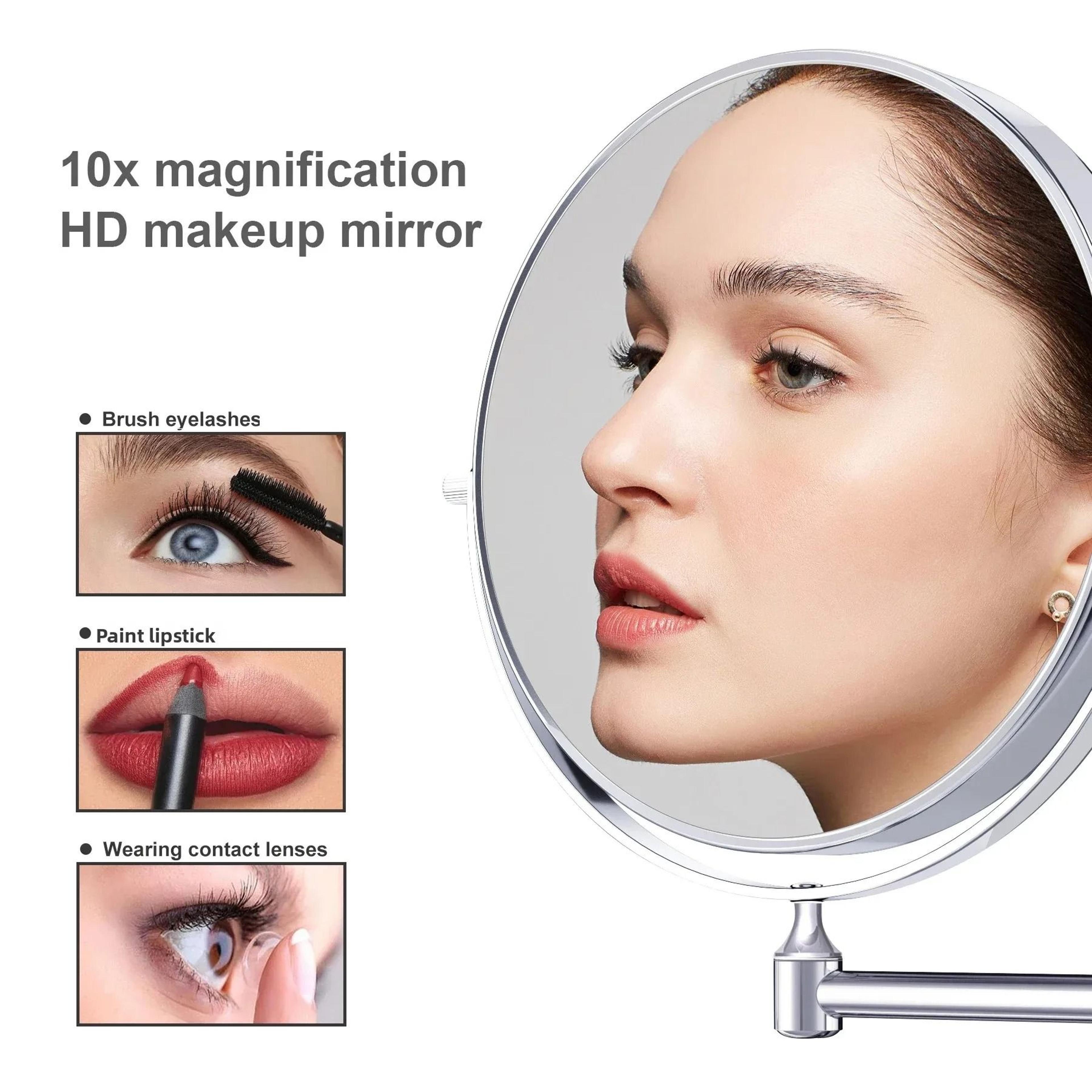Tushengtu 8Inch Wall Mounted 360 Swivel Bathroom Mirror With 10X Magnification 5