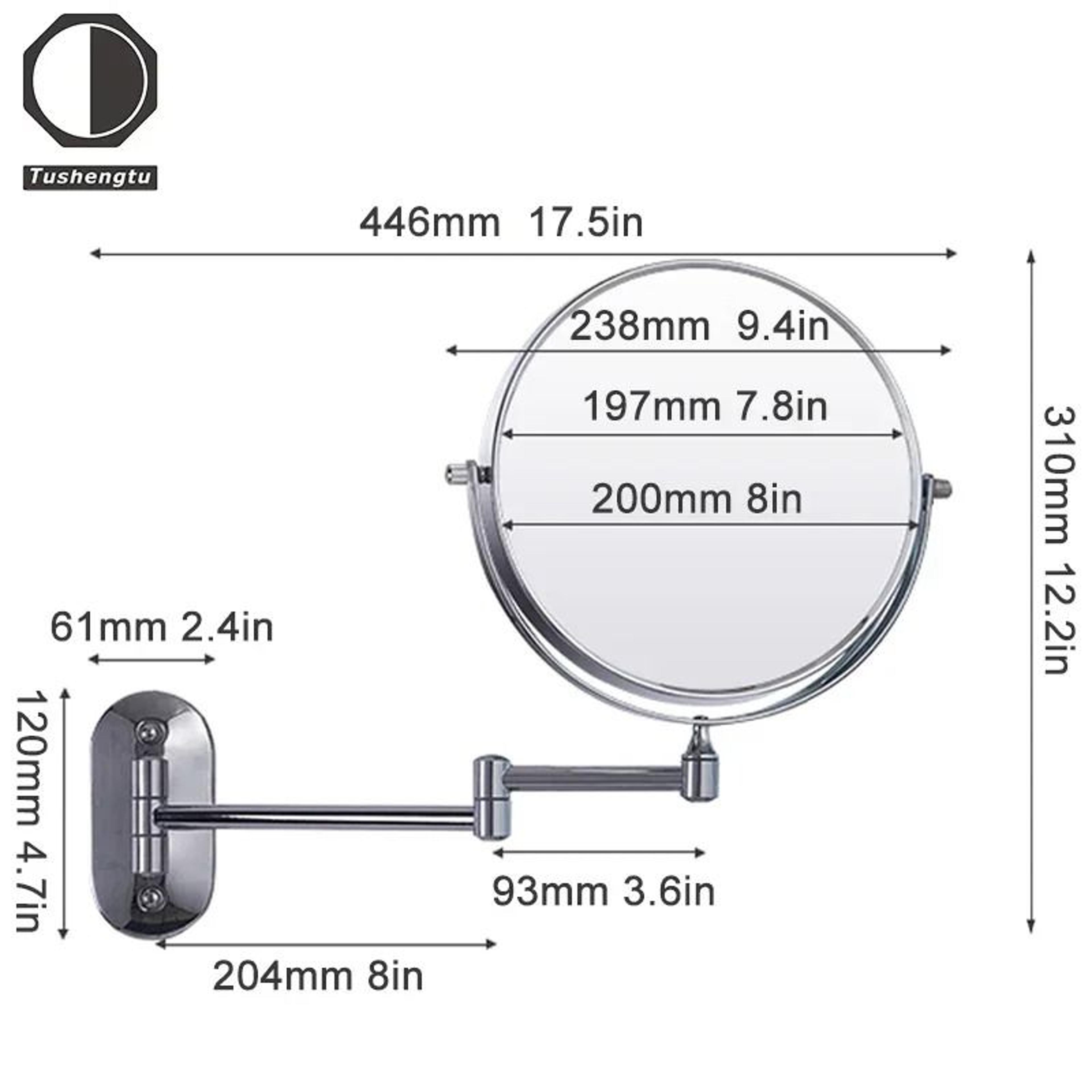 Tushengtu 8Inch Wall Mounted 360 Swivel Bathroom Mirror With 10X Magnification 3