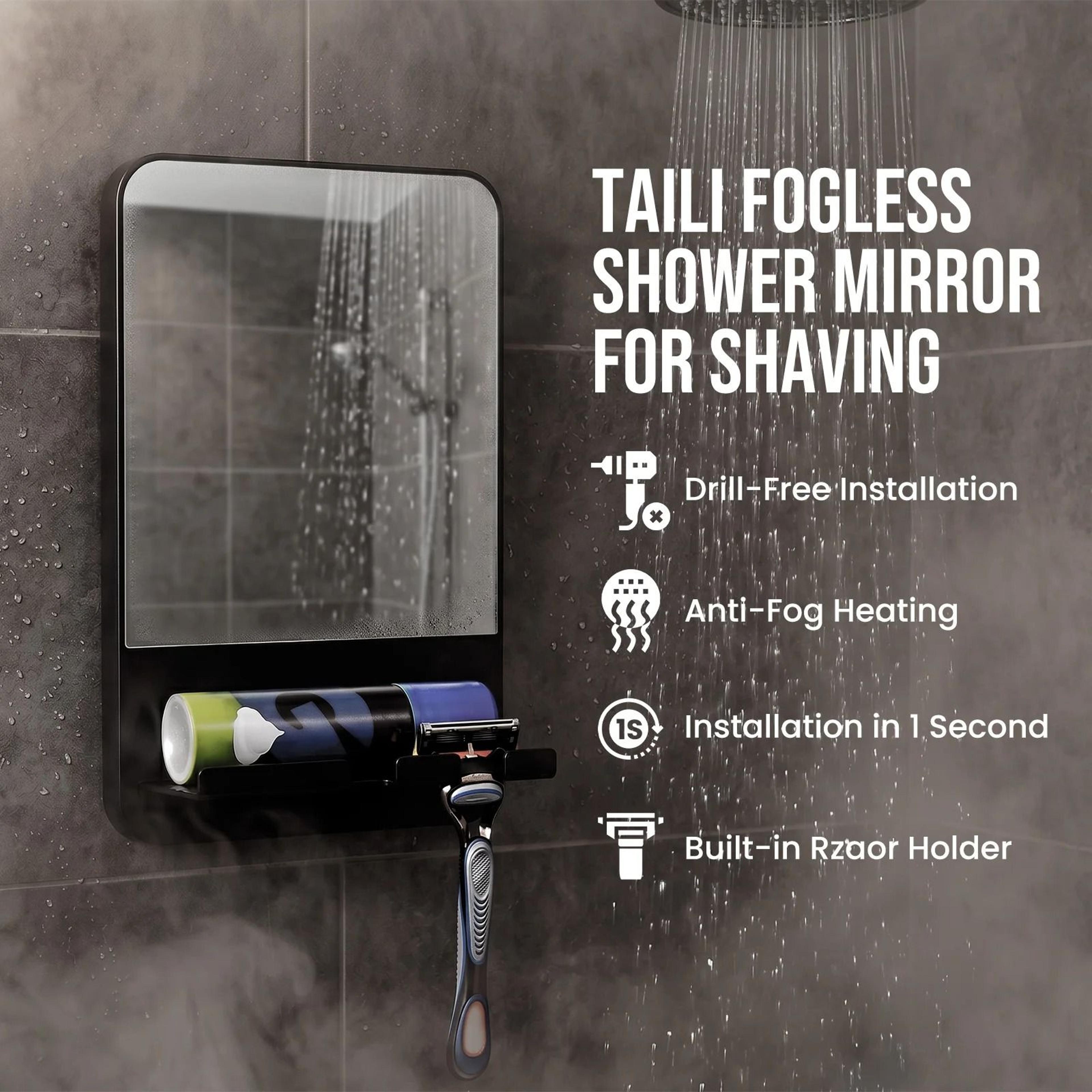 TAILI Acrylic AntiFog Shower Mirror For Fogless Bathroom Shaving  Travel 2