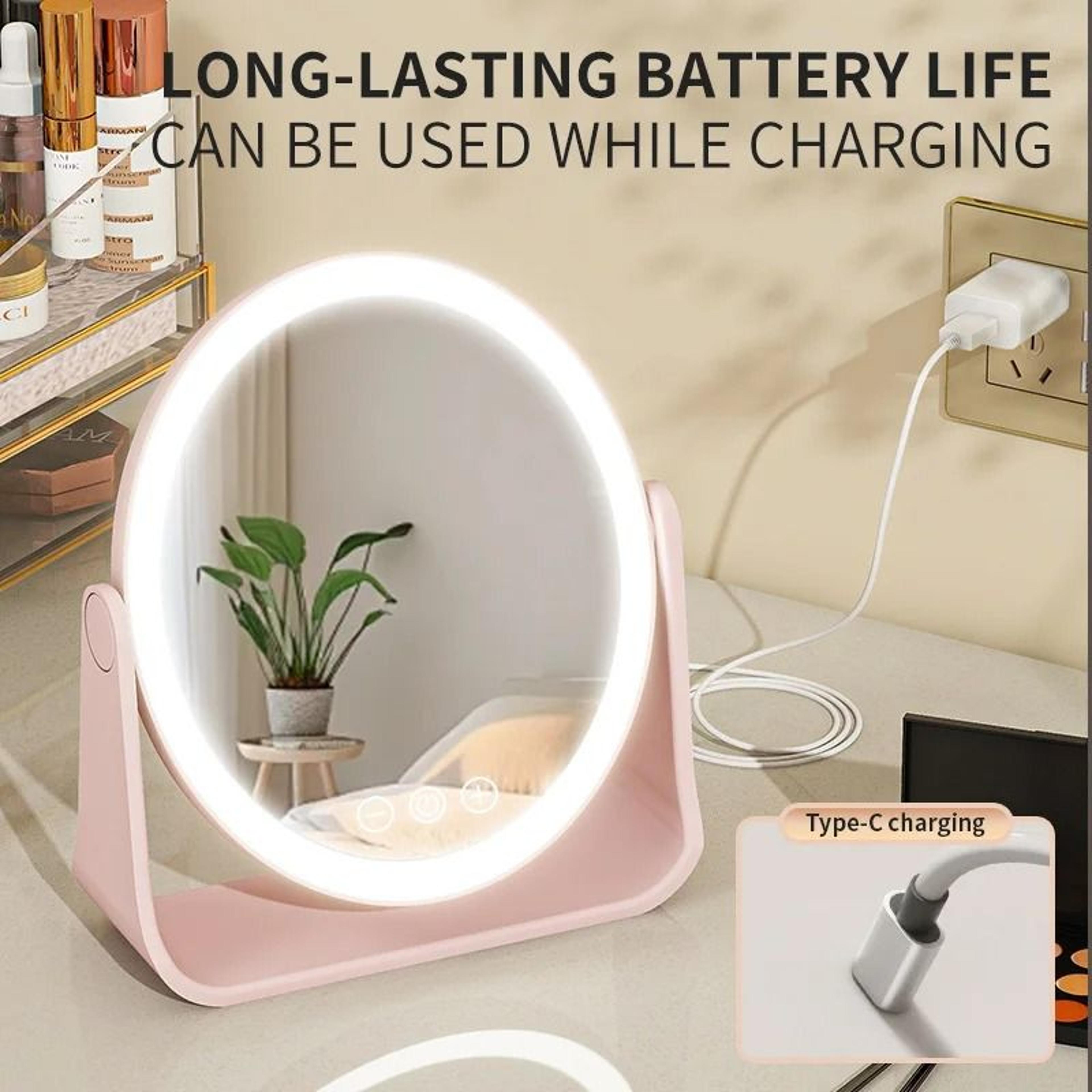 Portable LED Lighted Vanity Makeup Mirror With Touch Dimming  3X Magnifier 2