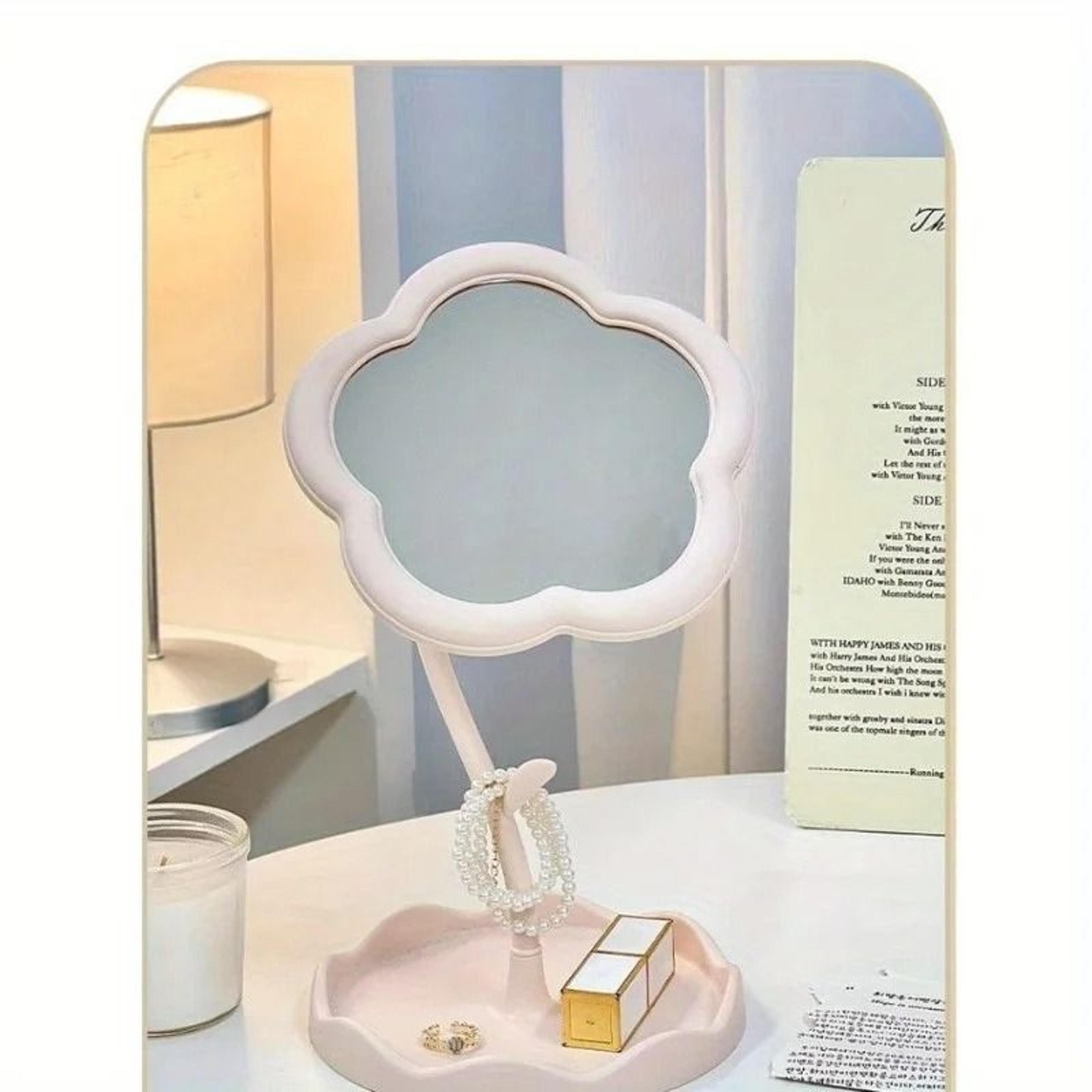 Ins Style Cute Flower Desktop Rotating Makeup Mirror  Bedroom Vanity Decor 2