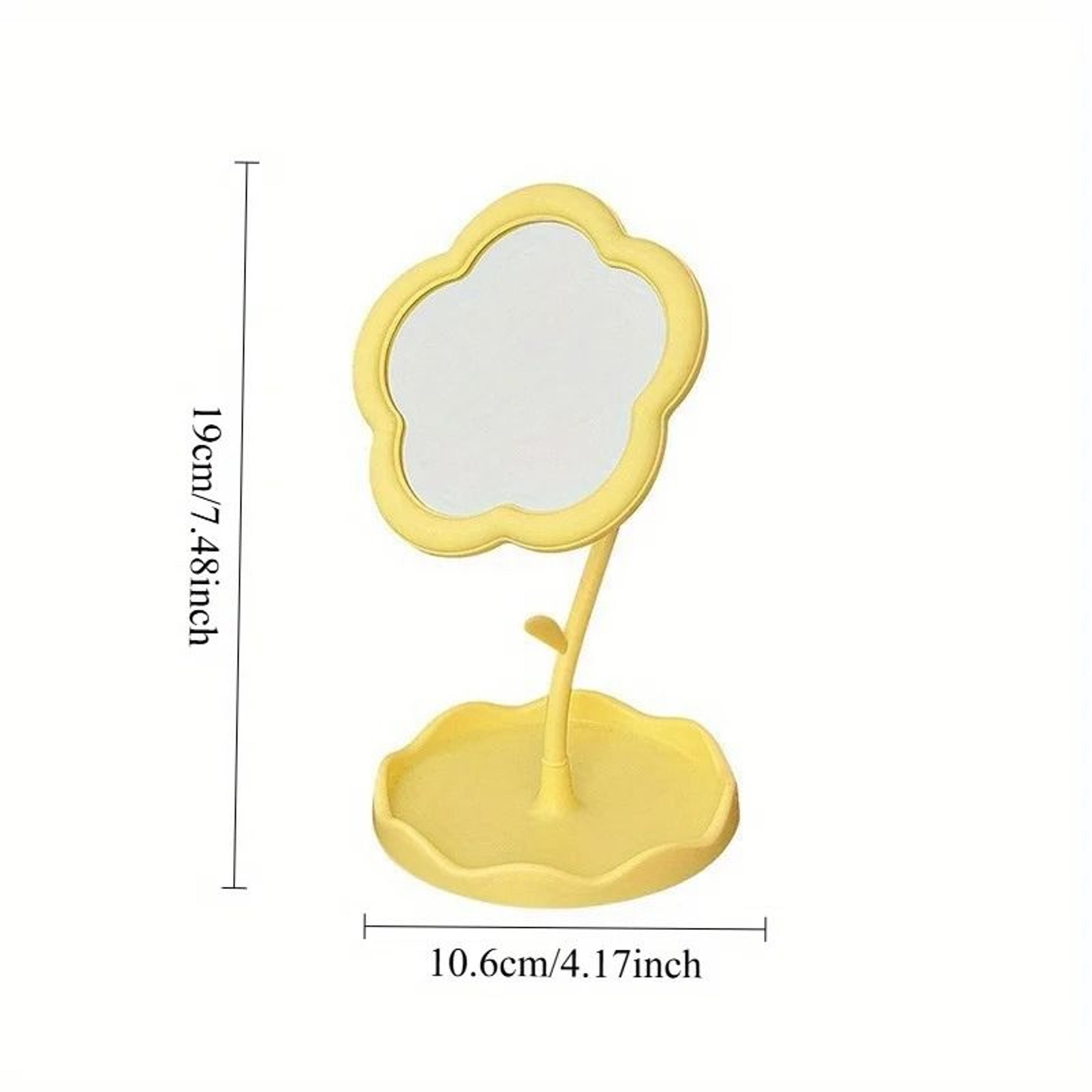 Ins Style Cute Flower Desktop Rotating Makeup Mirror  Bedroom Vanity Decor 5