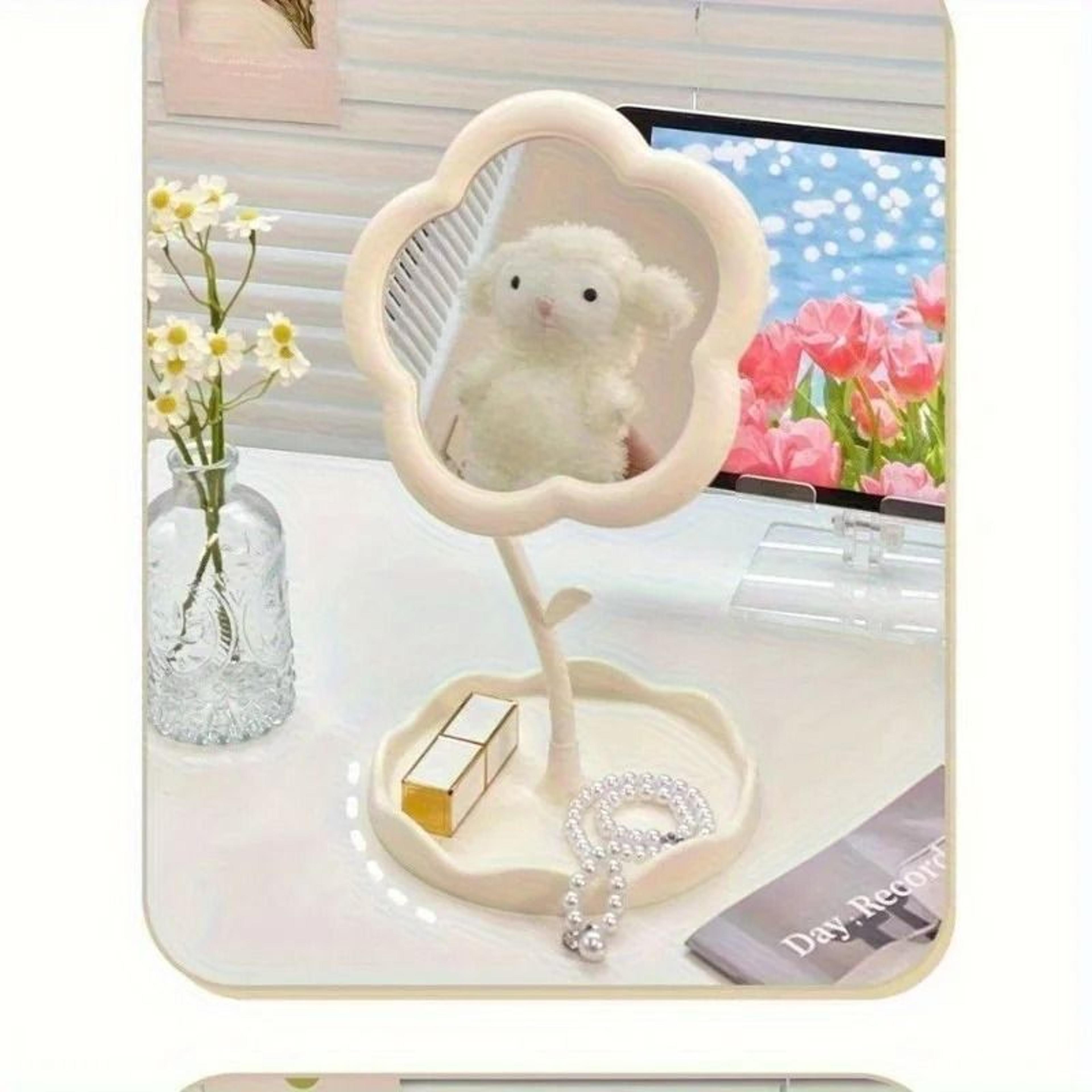 Ins Style Cute Flower Desktop Rotating Makeup Mirror  Bedroom Vanity Decor 6