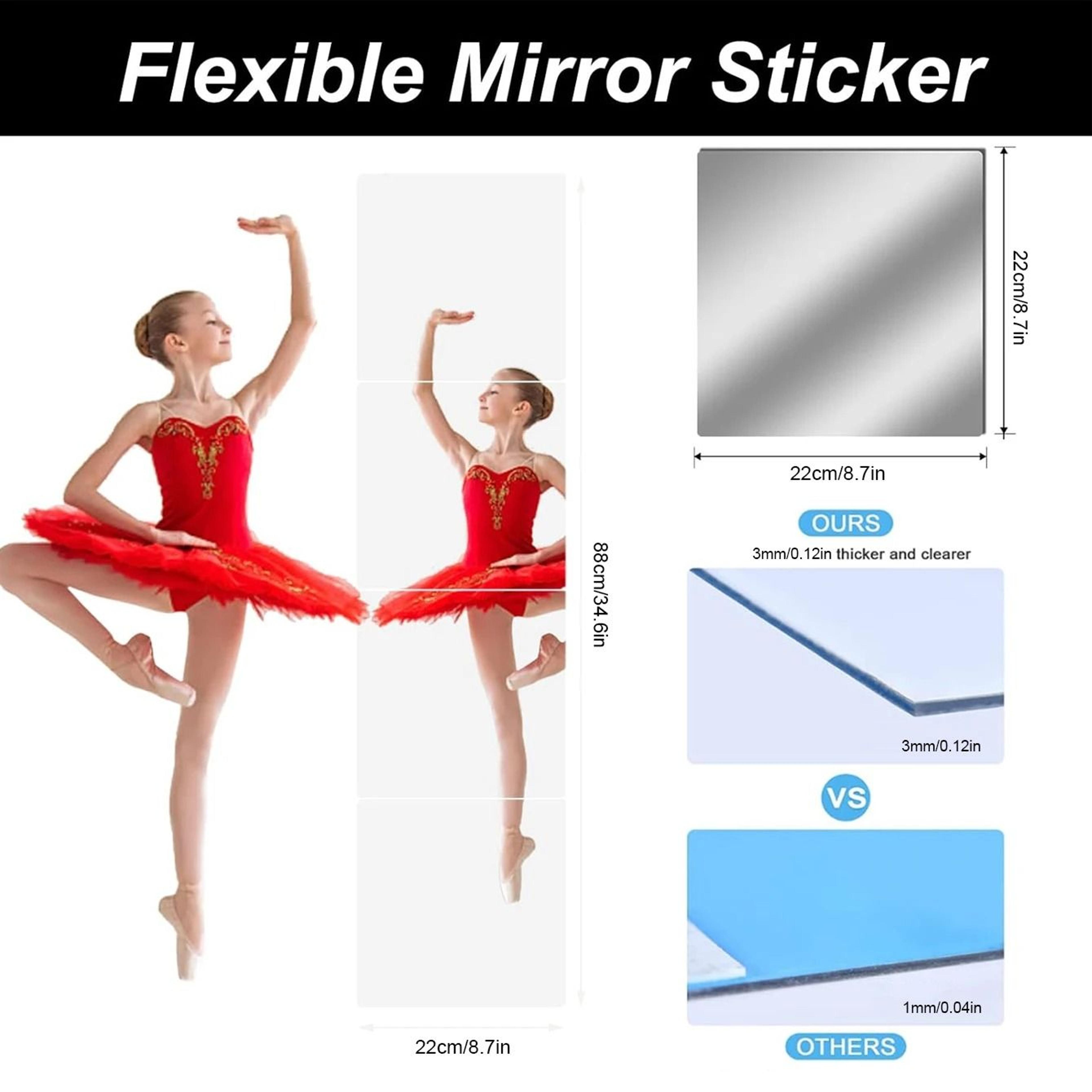 4 Pcs SelfAdhesive Flexible Acrylic Mirror Tiles  Frameless Square Wall Stickers 2