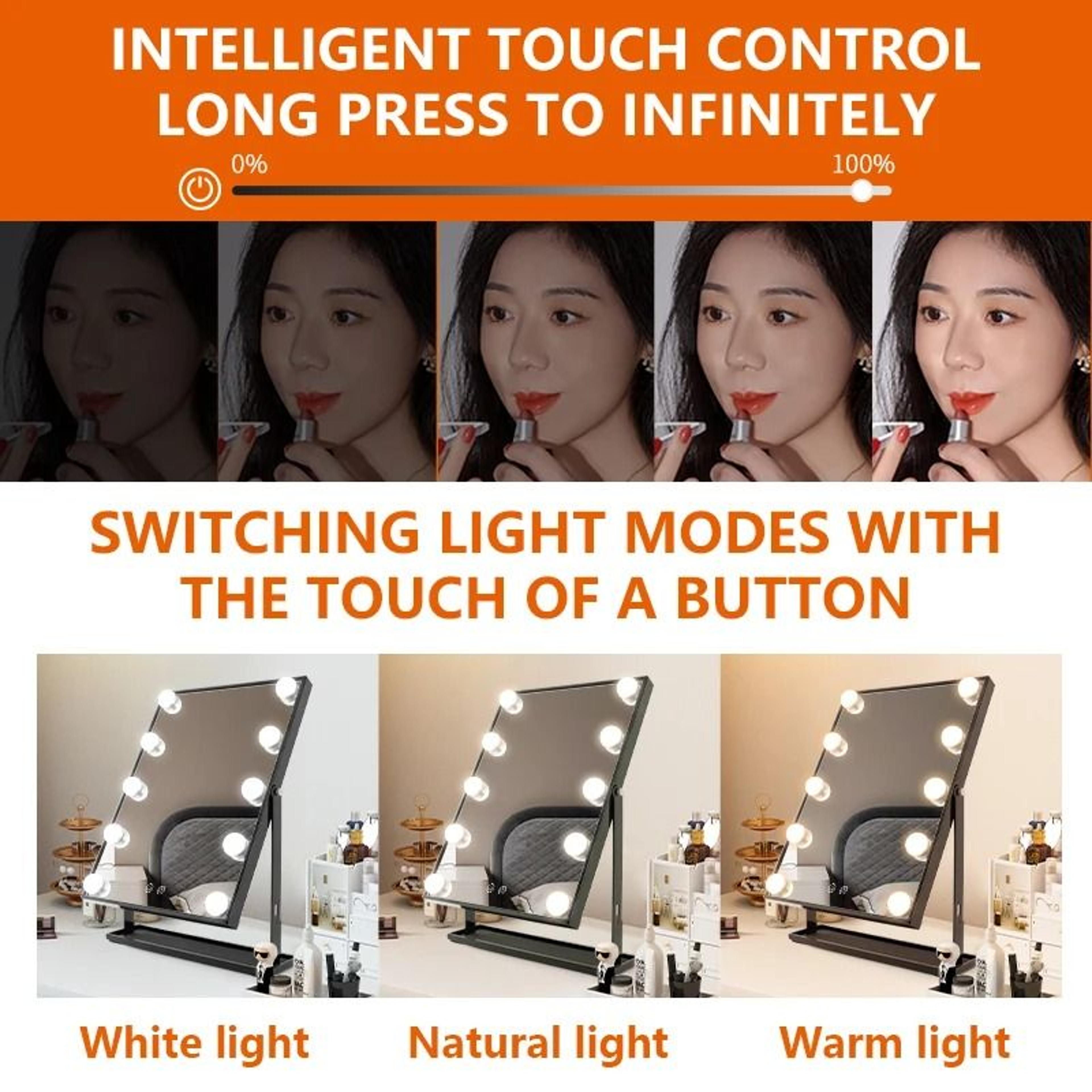 Dimmable WallMounted LED Vanity Mirror With Surround Bulbs For Bathroom  Bedroom 1