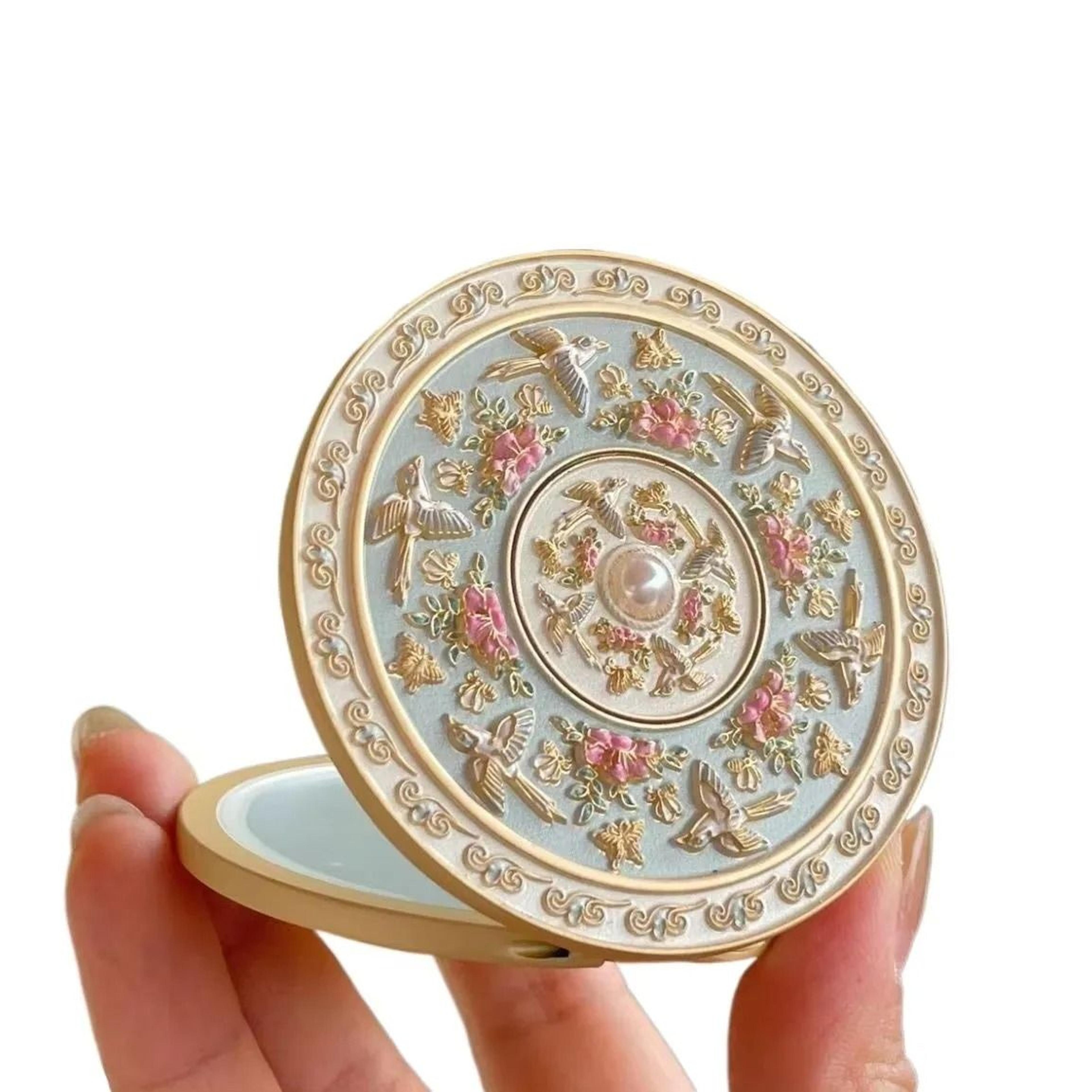 Beijing Oriental Flower  Bird Folding DoubleSided Handheld  Desktop Mirror 3