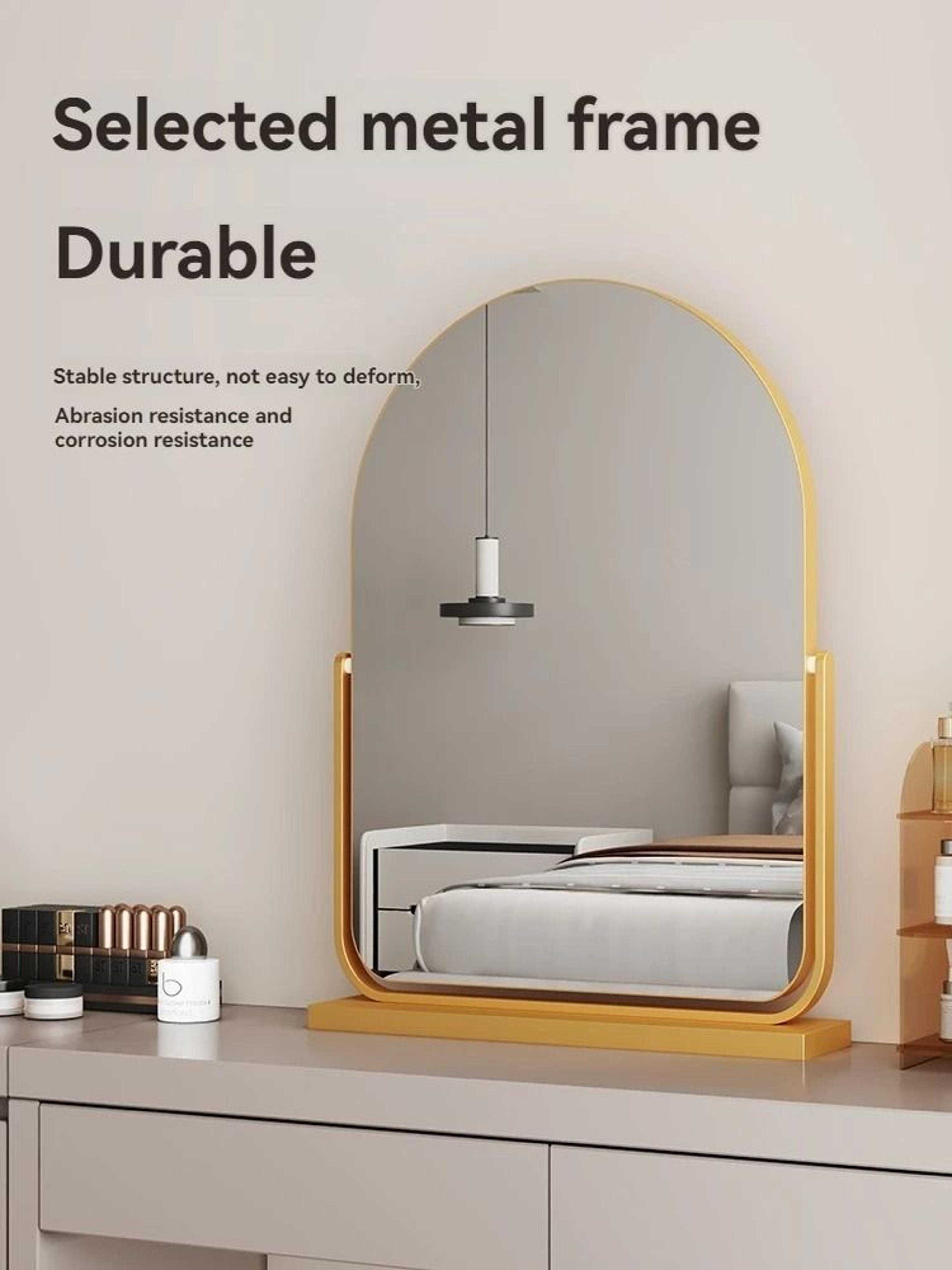 Large Arched Desktop Makeup Mirror With 360 Rotating Stand For Bedroom  Vanity 1