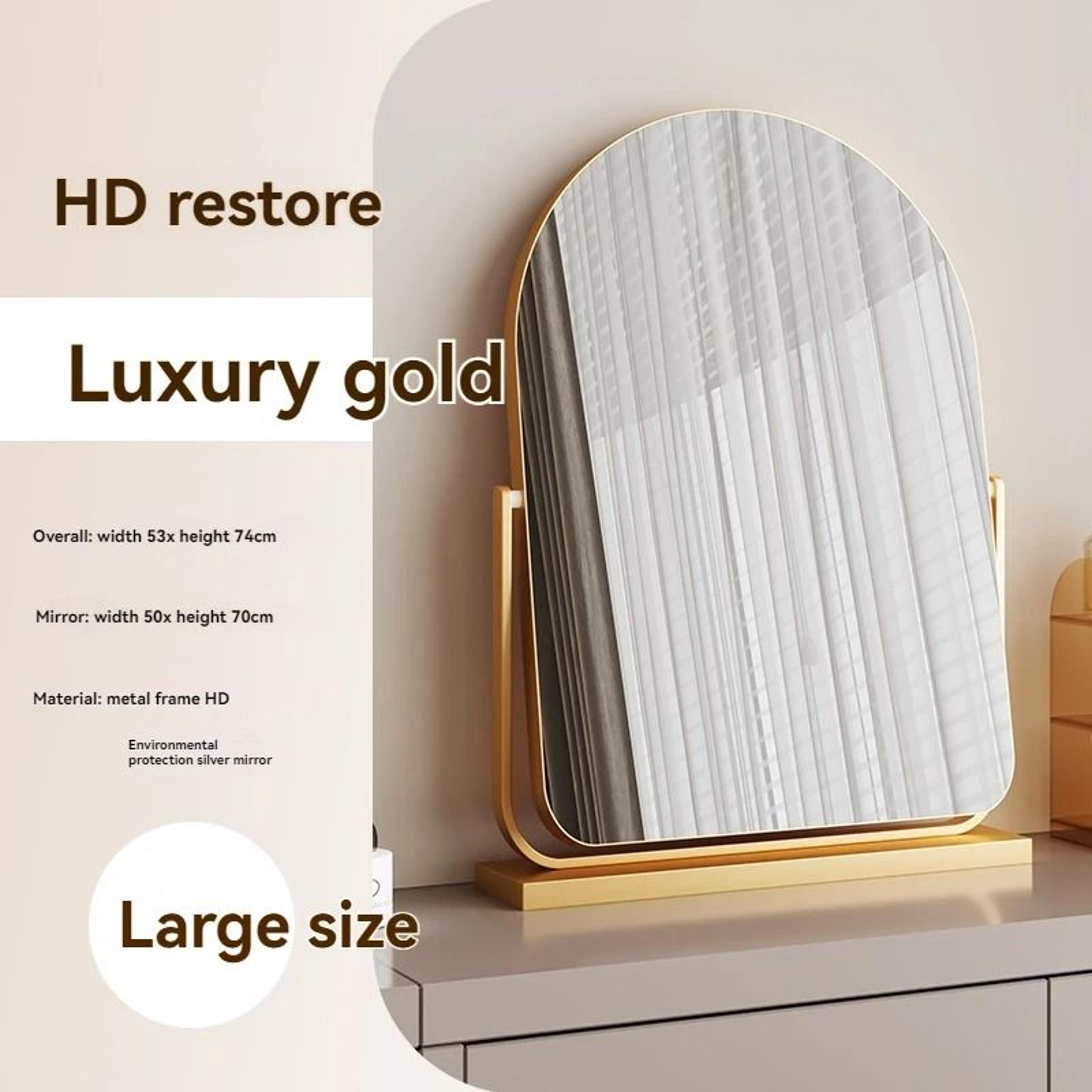 Large Arched Desktop Makeup Mirror With 360 Rotating Stand For Bedroom  Vanity 12