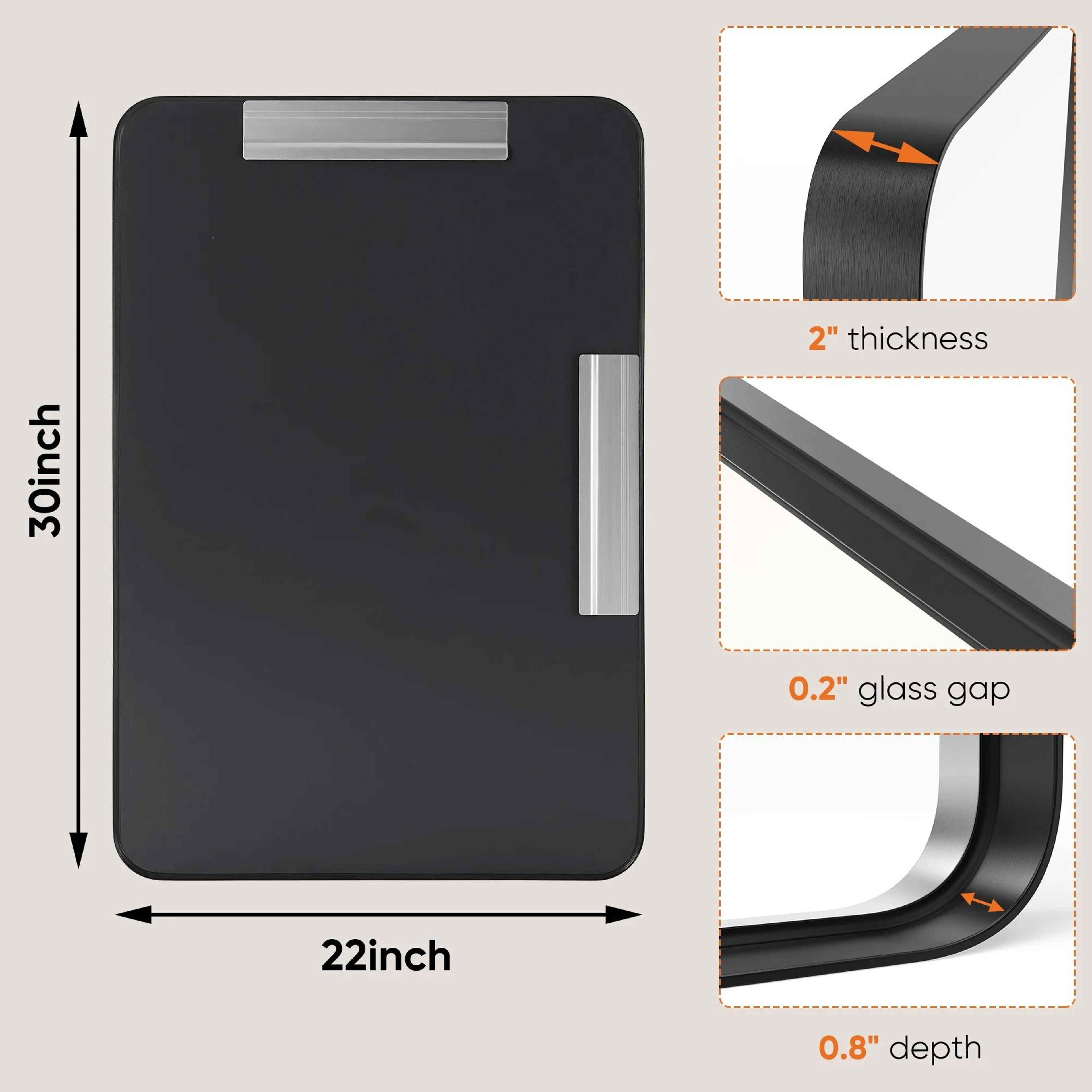 JHK Matte Metal Framed Rectangle Rounded Corner Bathroom Wall Mirror 6