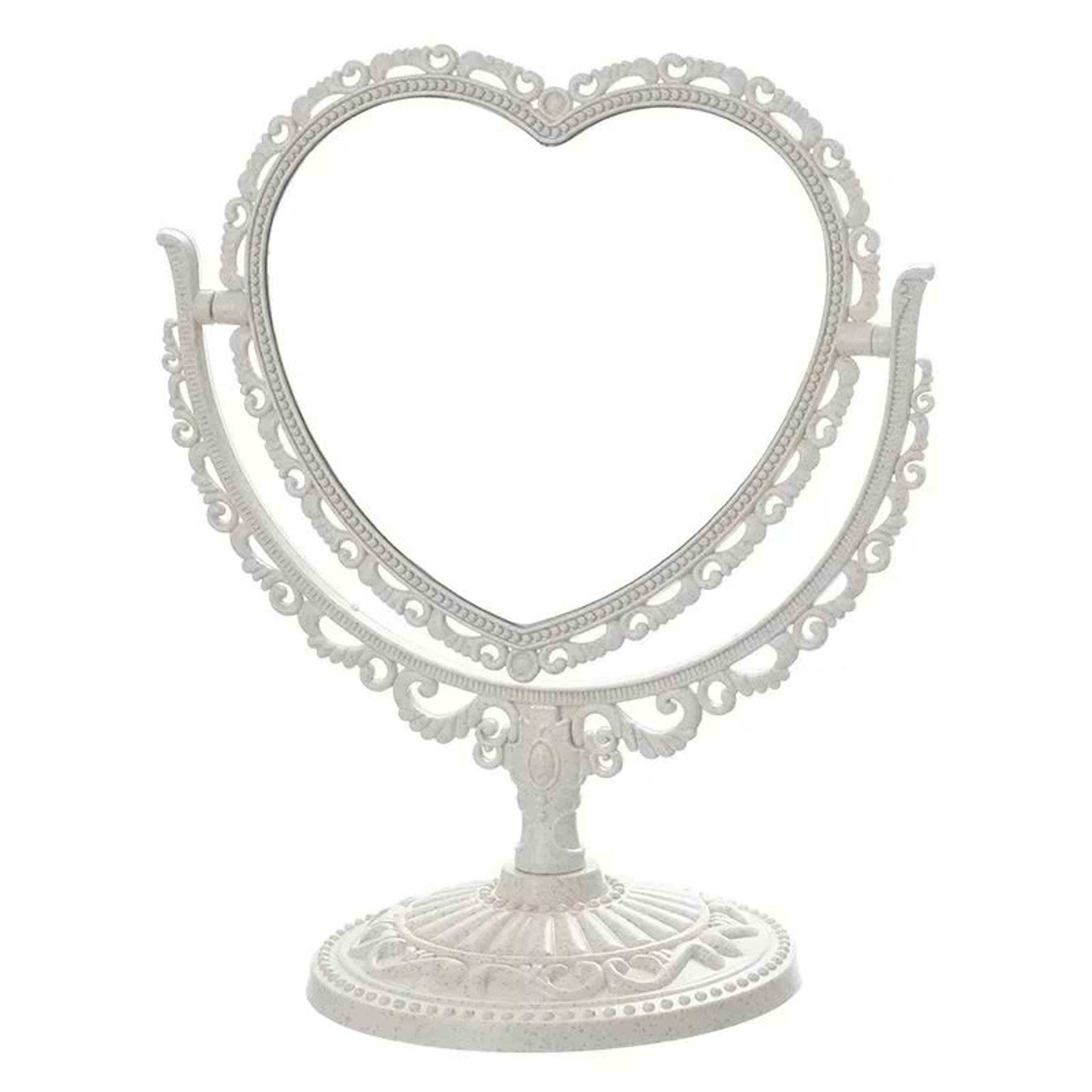 Pink Heart European Retro Tabletop Cosmetic Mirror For Girls Dorm 5