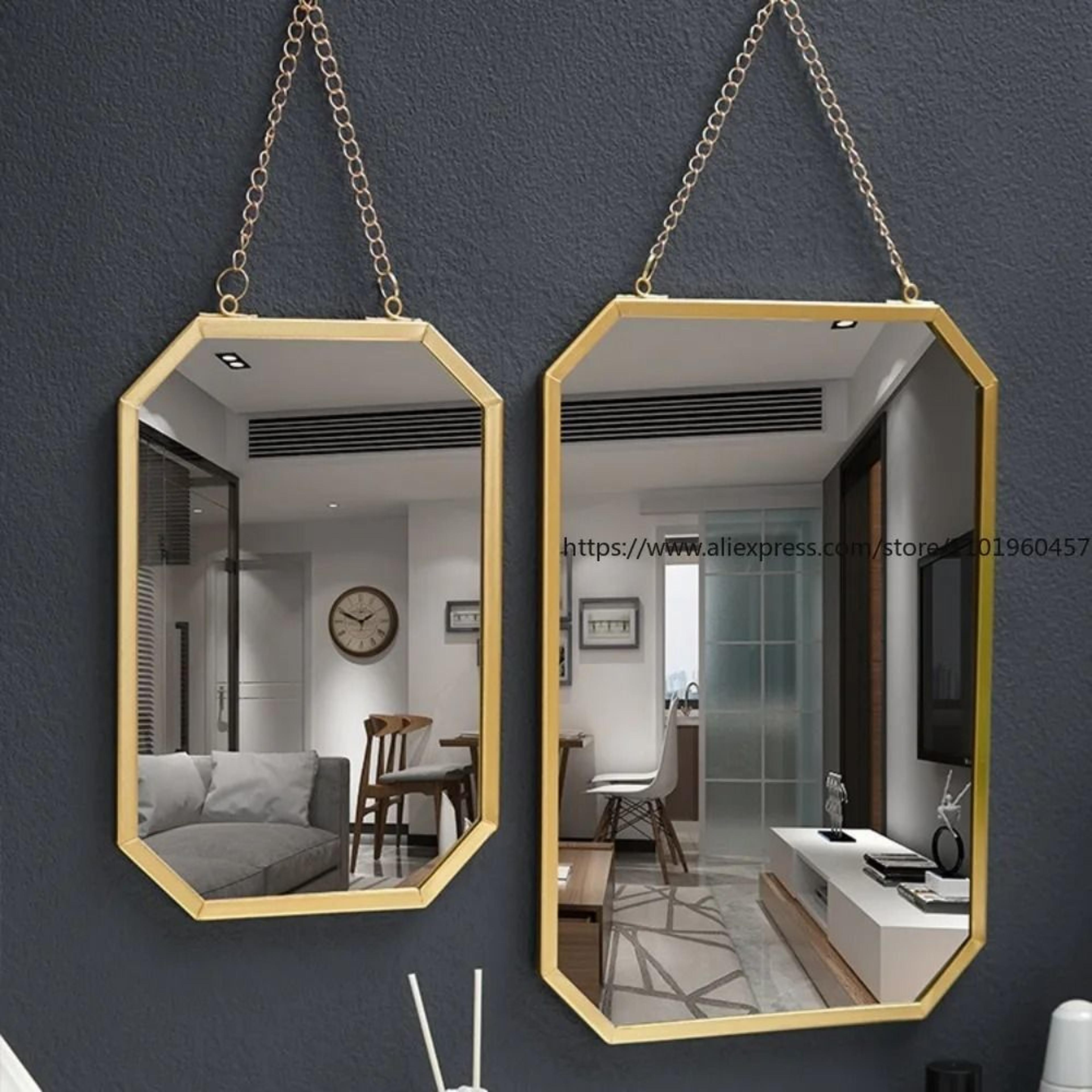Nordic Wrought Iron Square WallMounted Vanity Mirror For Bathroom 2