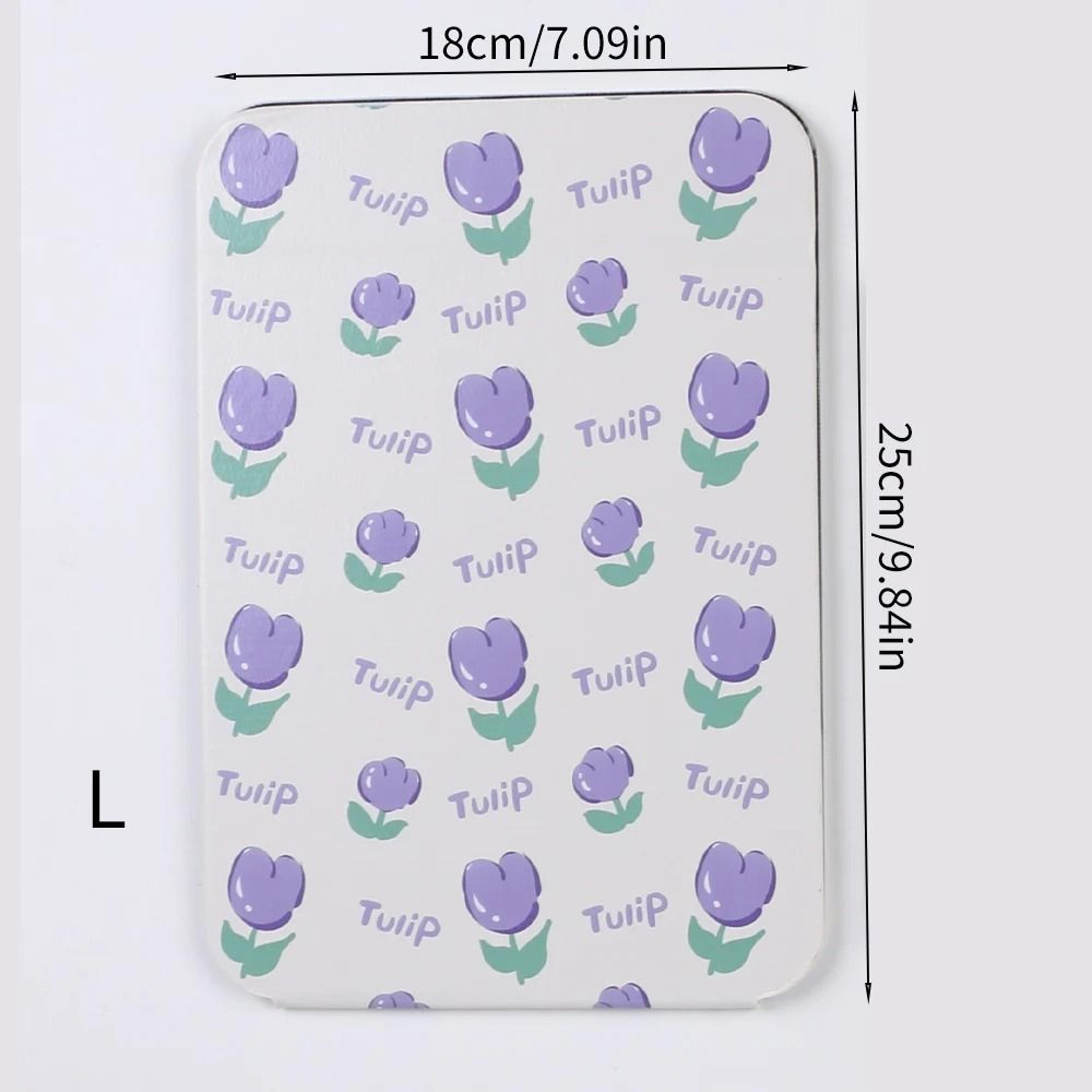 Desktop Foldable PU Leather Makeup Mirror With Tulip Pattern 14