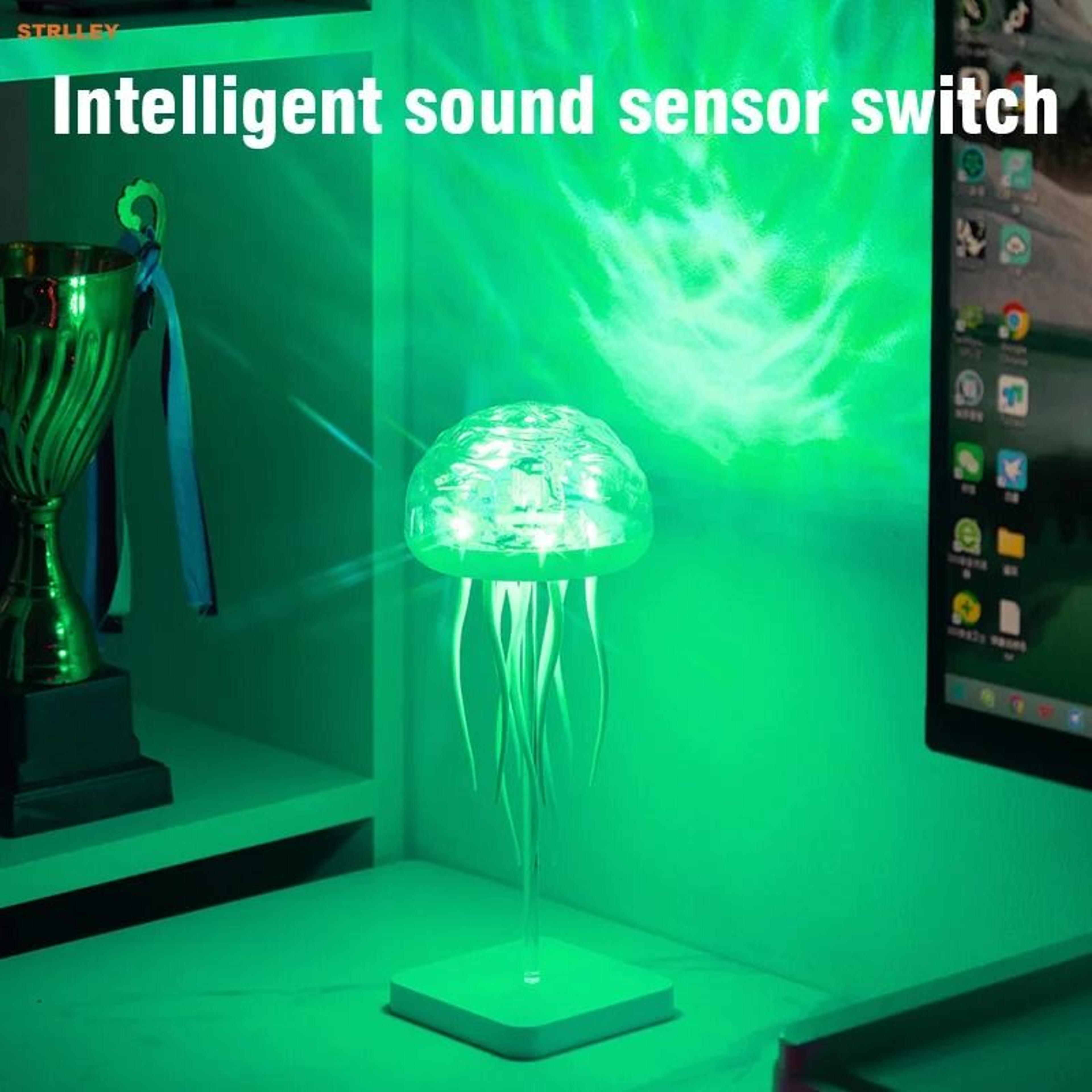 Cute Cartoon Jellyfish VoiceControlled Rotating RGB LED Night Light  Bedside Lamp 1