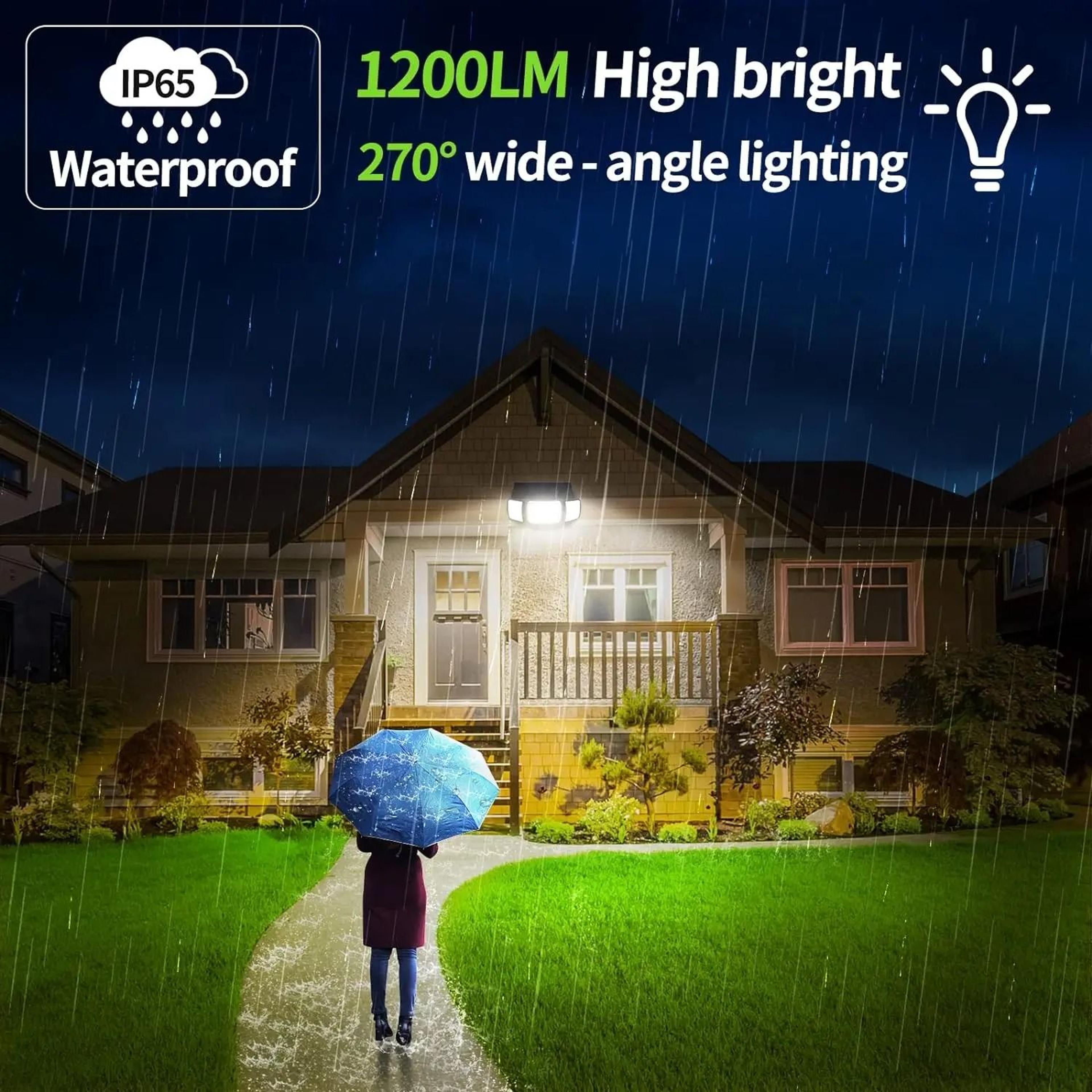 DualMotion Sensor Outdoor Solar Flood Light With 6000mAh Battery  Large Solar Panel 5