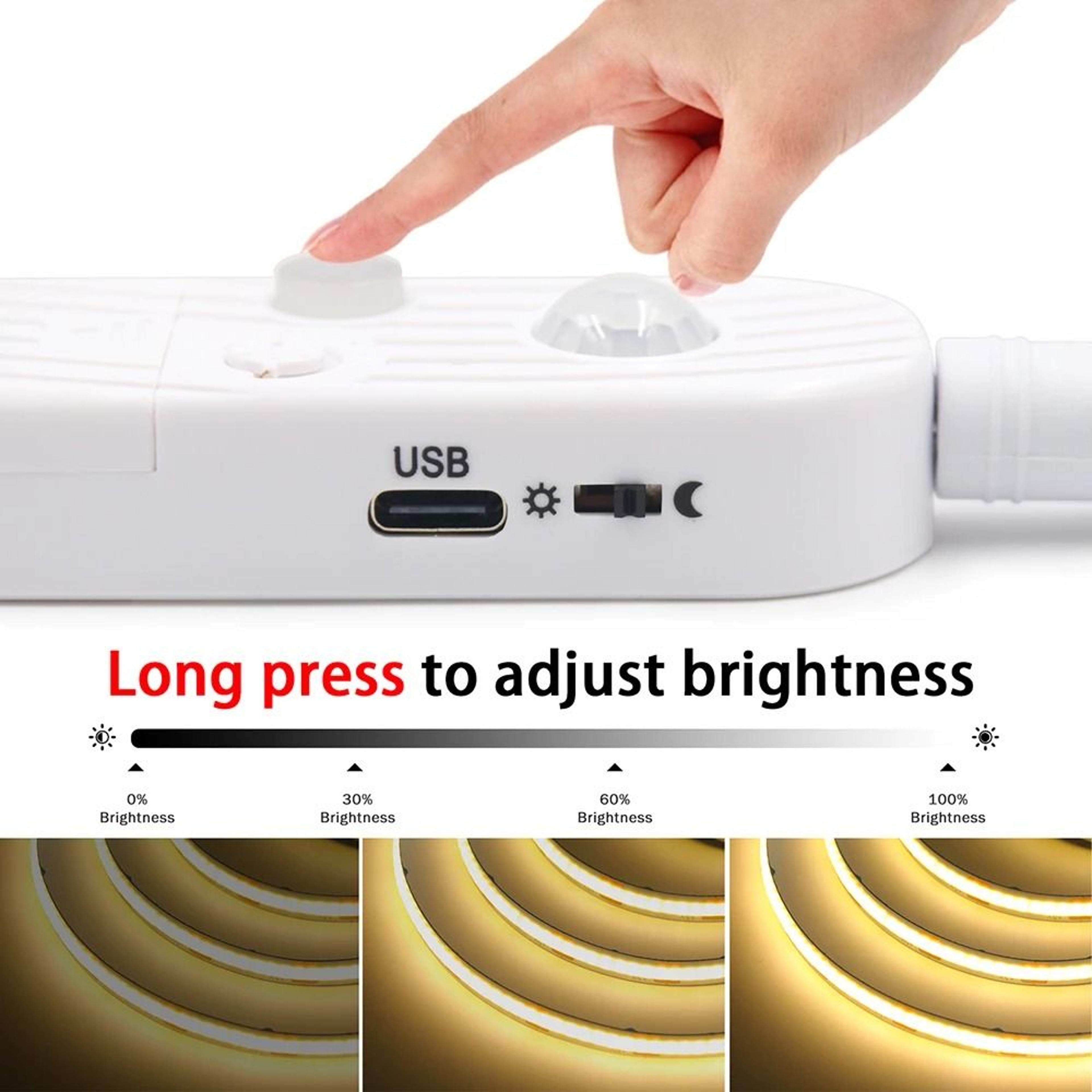 5V Flexible COB LED Motion Sensor Light Strip USB  Battery Powered 4