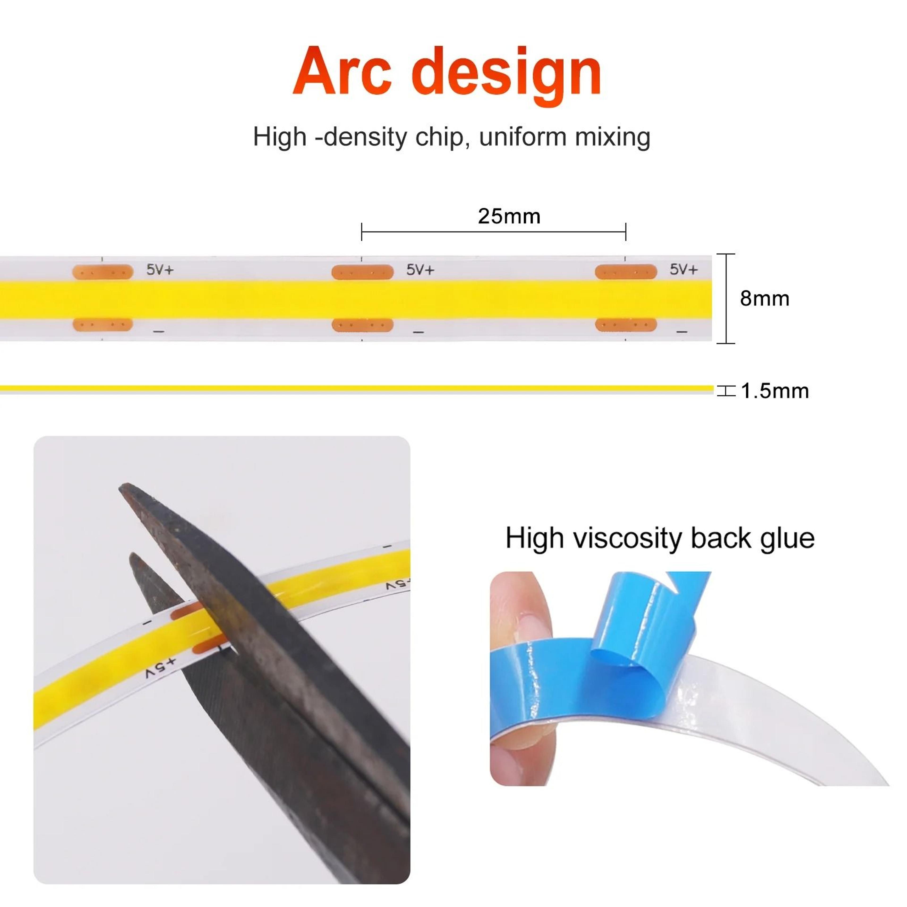 5V Flexible COB LED Light Strip With Touch Dimmer Sensor  USB Plug 3