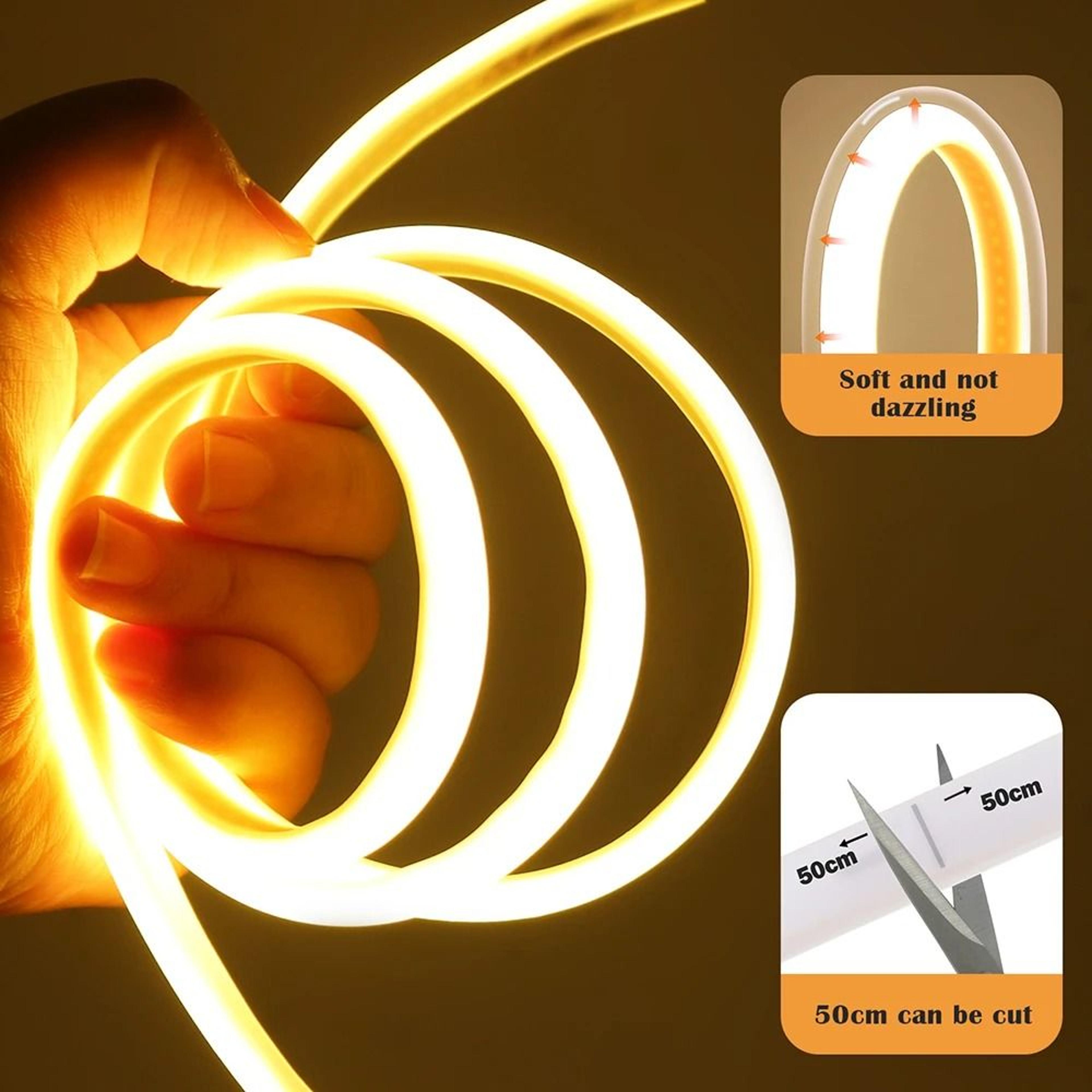 220V HighDensity COB LED Light Strip Kit With Inline Dimmer Switch  EU Plug 3