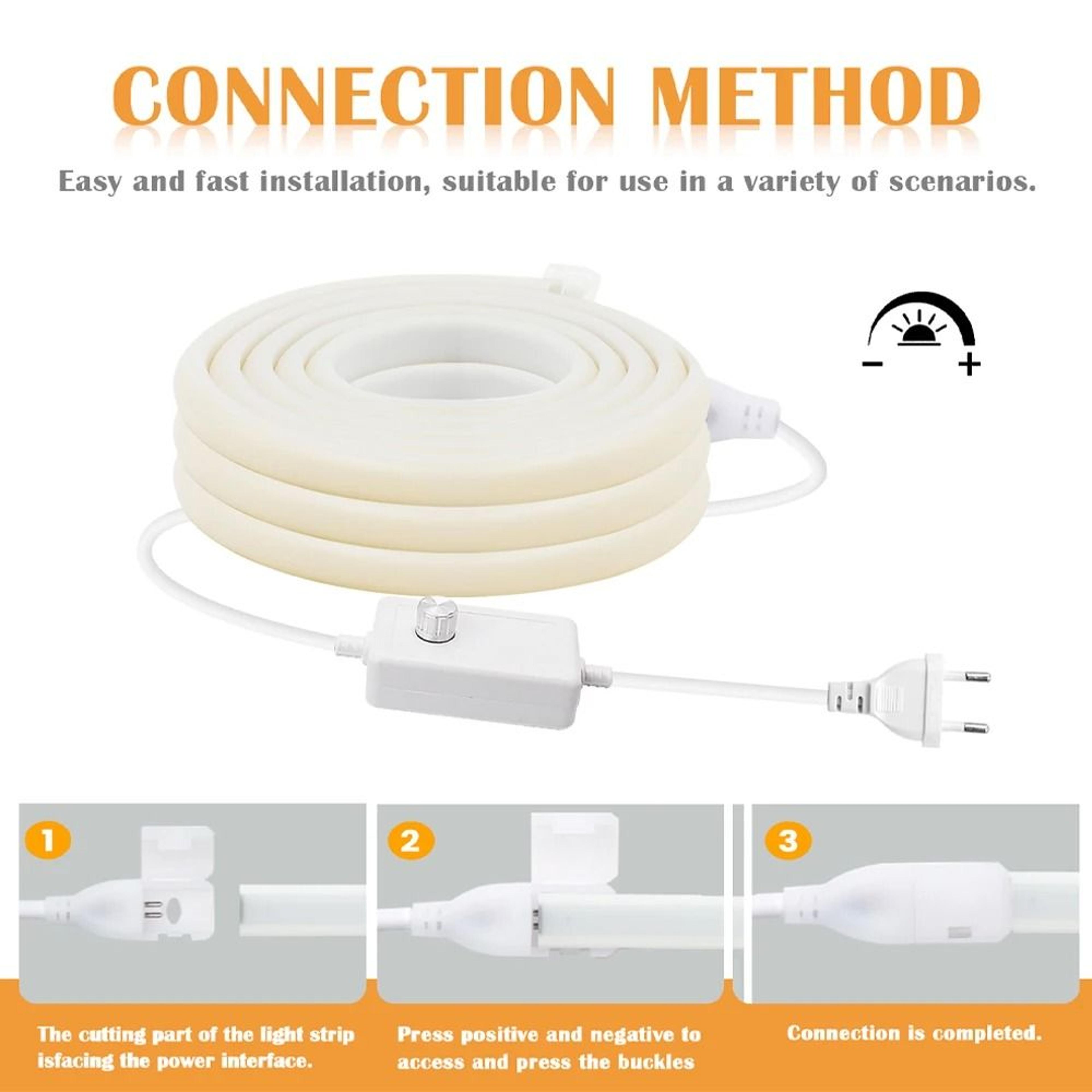 220V HighDensity COB LED Light Strip Kit With Inline Dimmer Switch  EU Plug 4