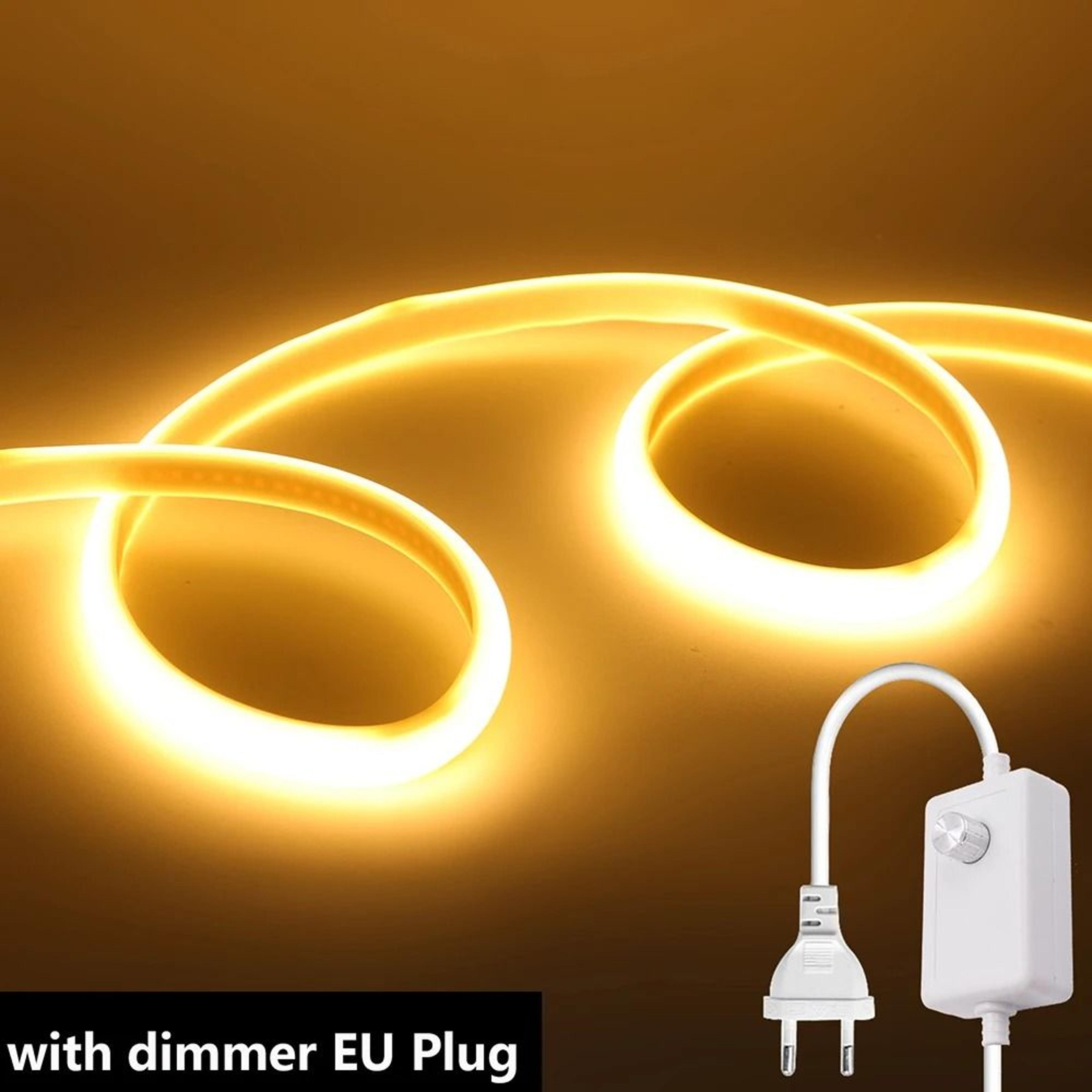 220V HighDensity COB LED Light Strip Kit With Inline Dimmer Switch  EU Plug 7