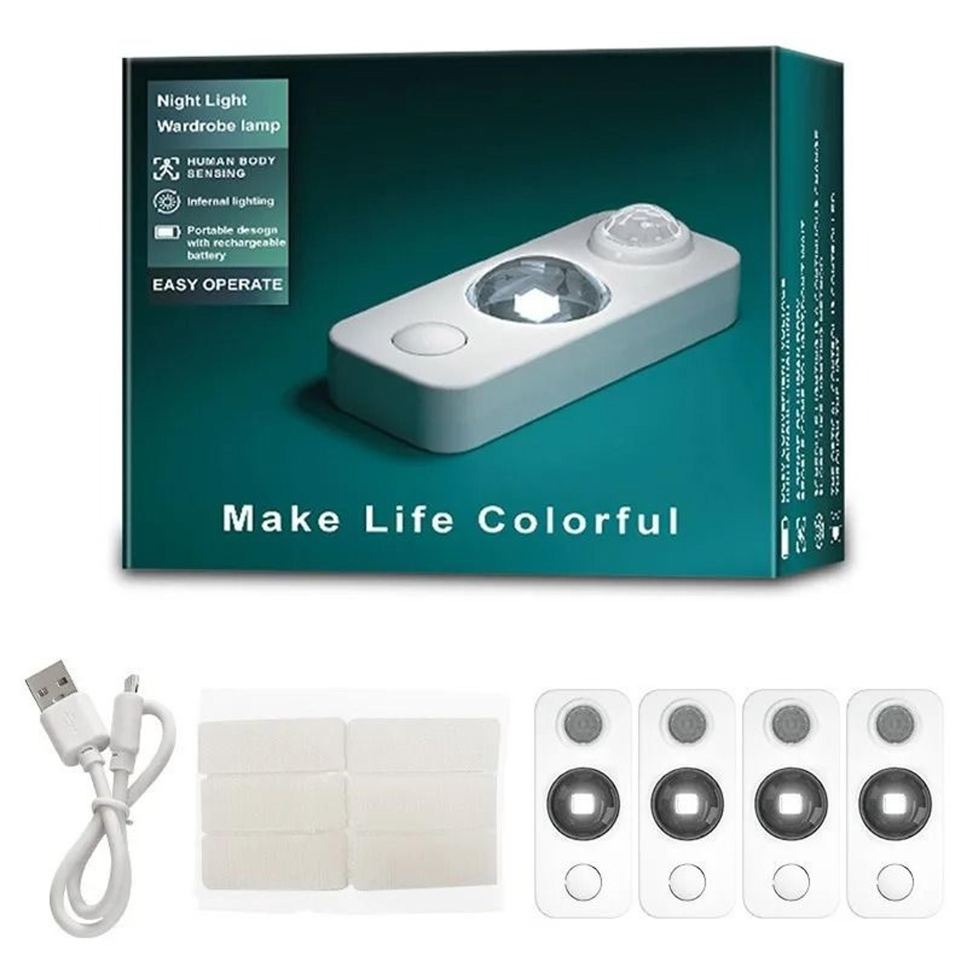 4-pack rechargeable dimmable motion sensor led cabinet lights (wireless energy-saving kit)
