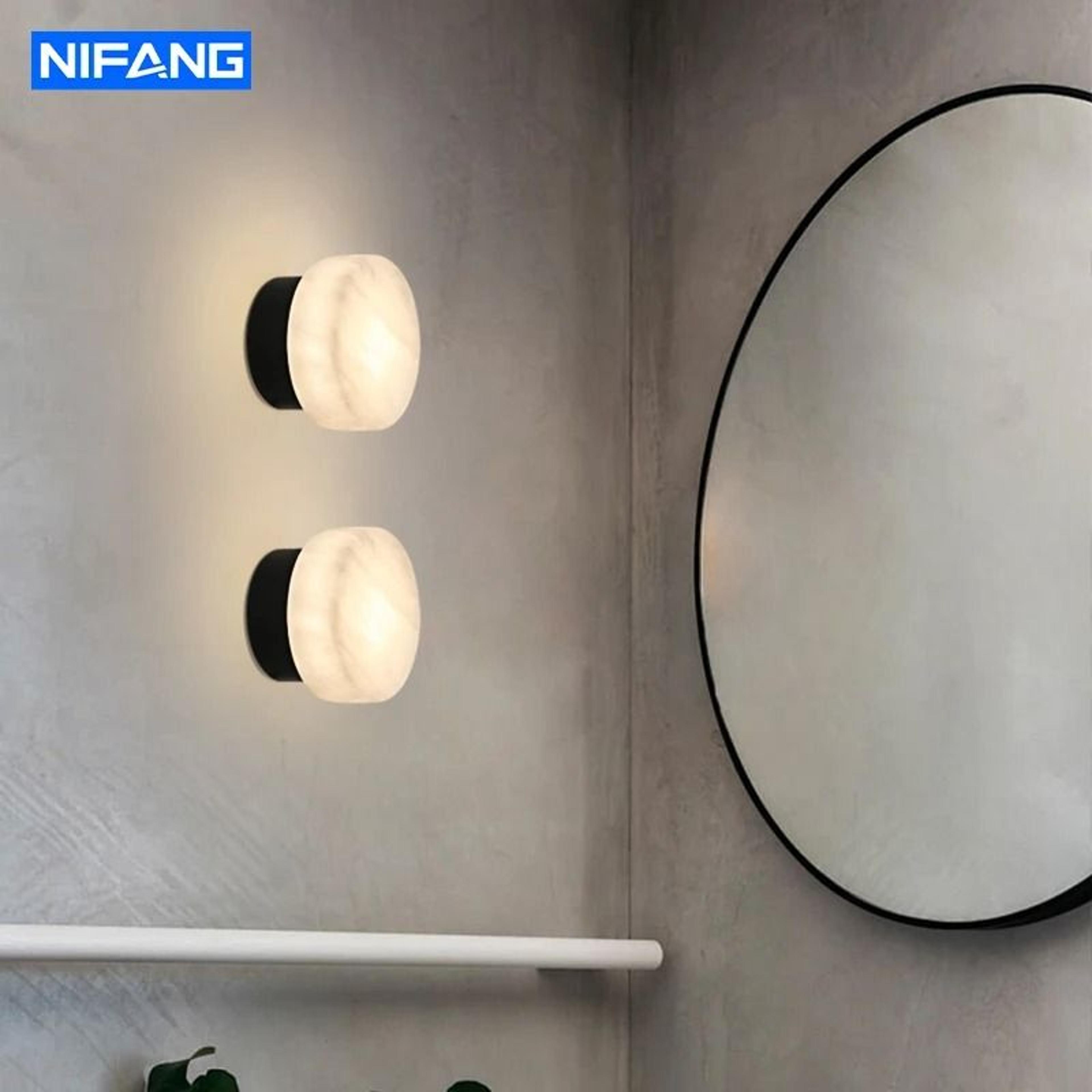 Modern Nordic Natural Spanish Marble Round Wall Sconce Lamp 3