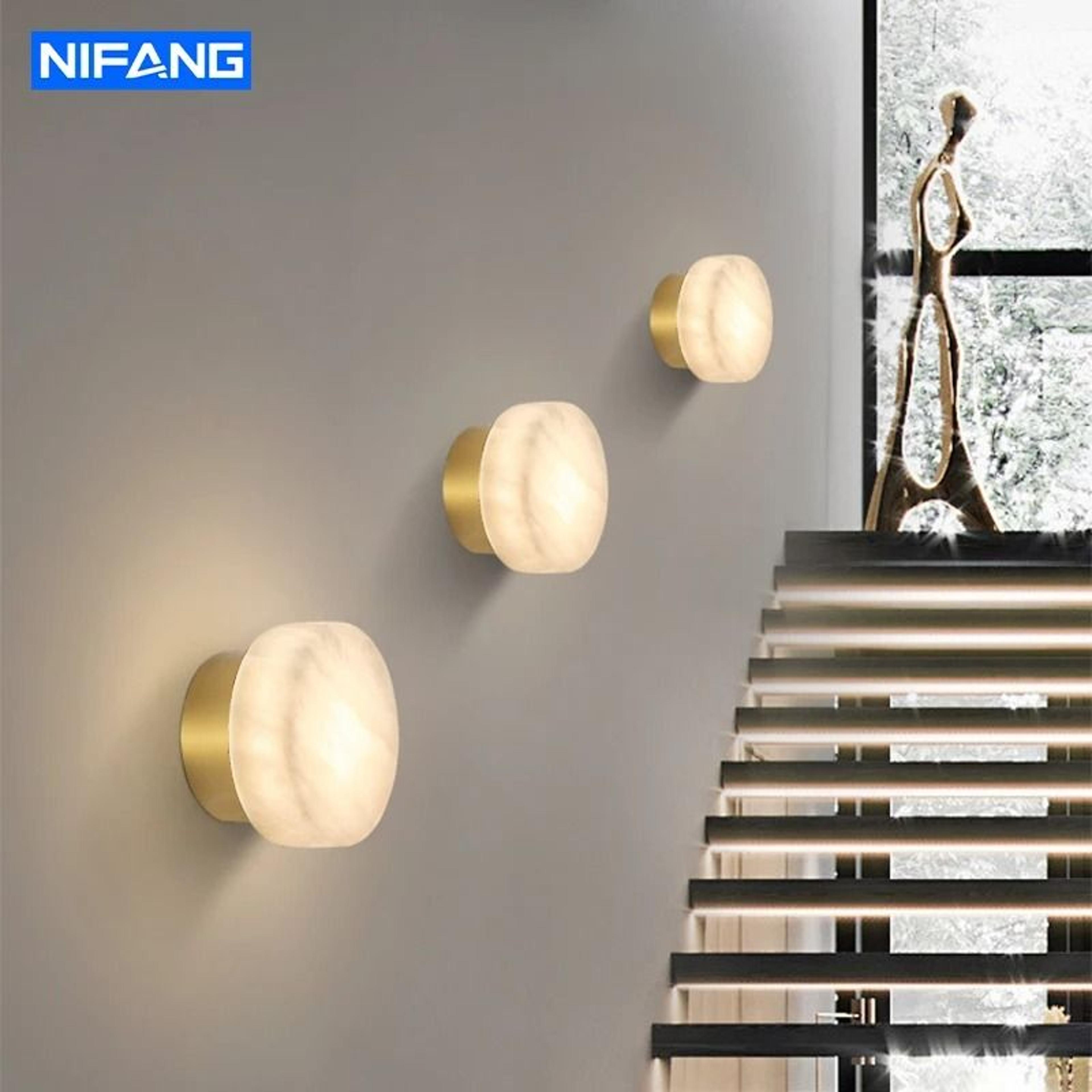 Modern Nordic Natural Spanish Marble Round Wall Sconce Lamp 2