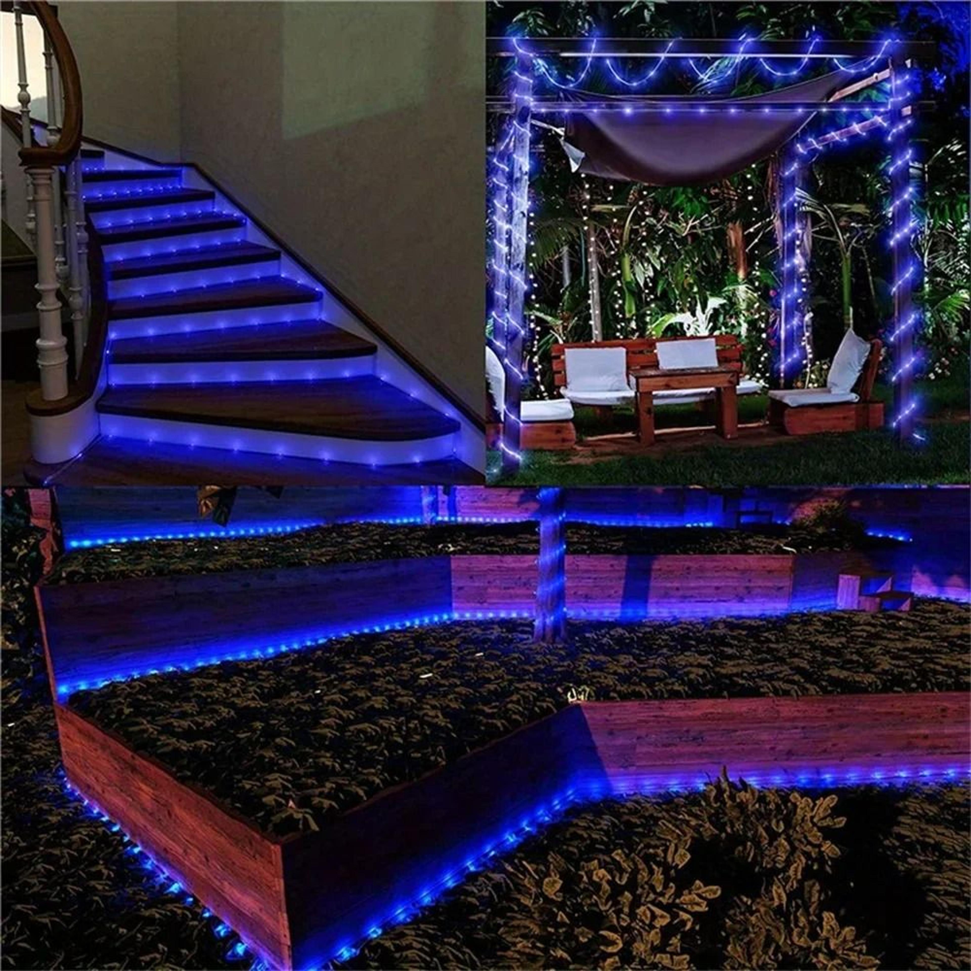 Solar Outdoor Blue 300 LED PVC Tube Rope Lights Waterproof Fairy String Lights 2