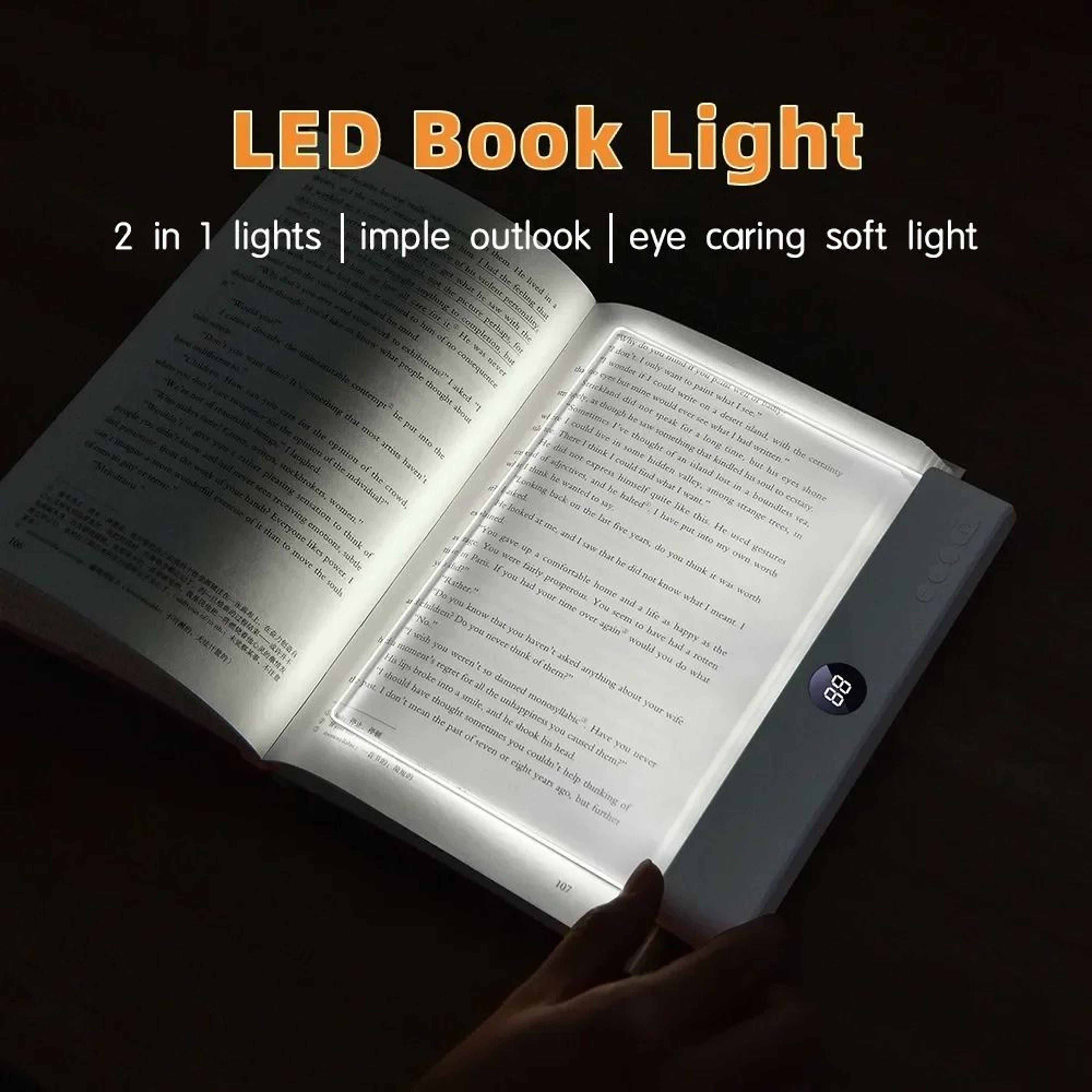 2in1 LED Flat Panel Book Light Rechargeable Night Vision Reading Lamp 3
