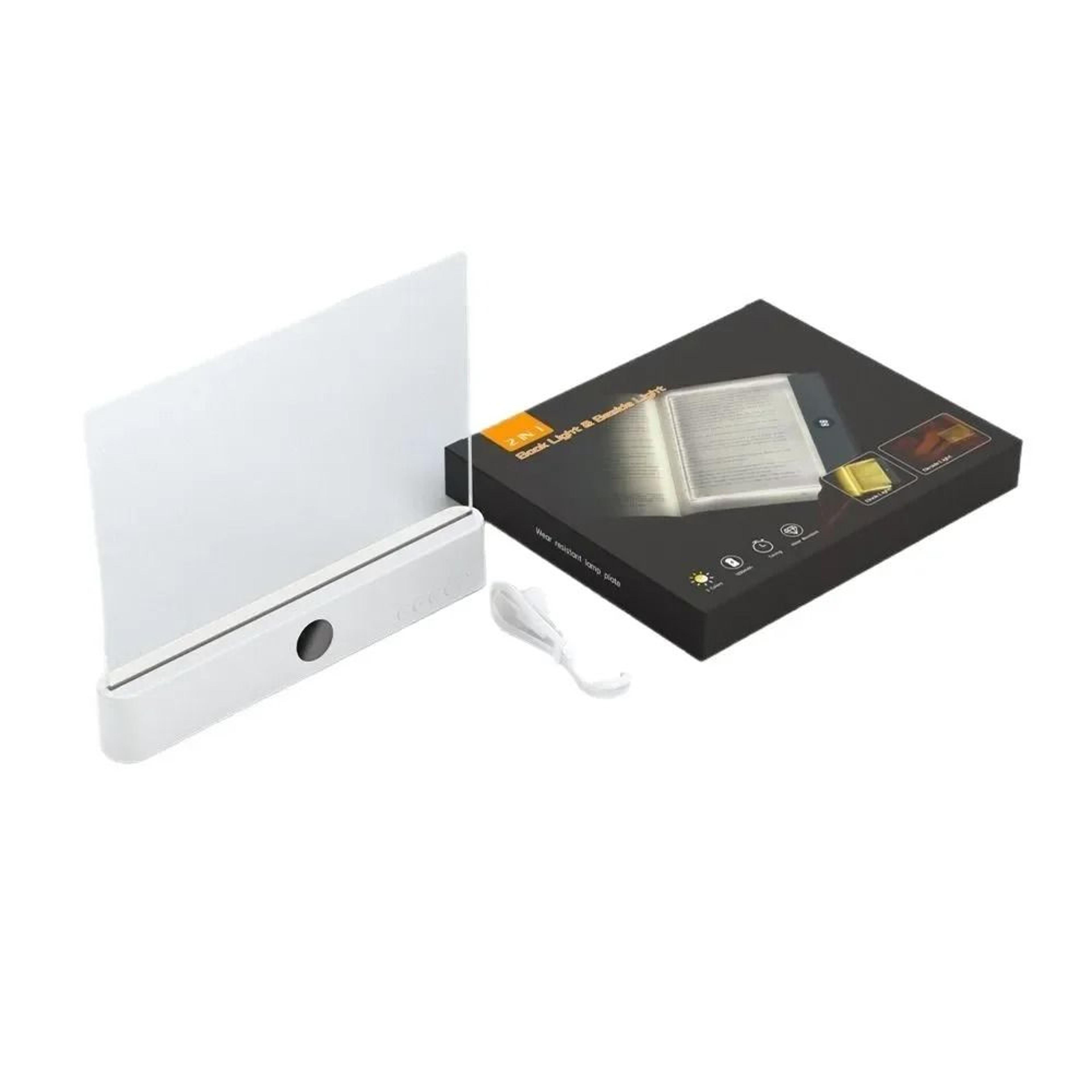 2in1 LED Flat Panel Book Light Rechargeable Night Vision Reading Lamp 5