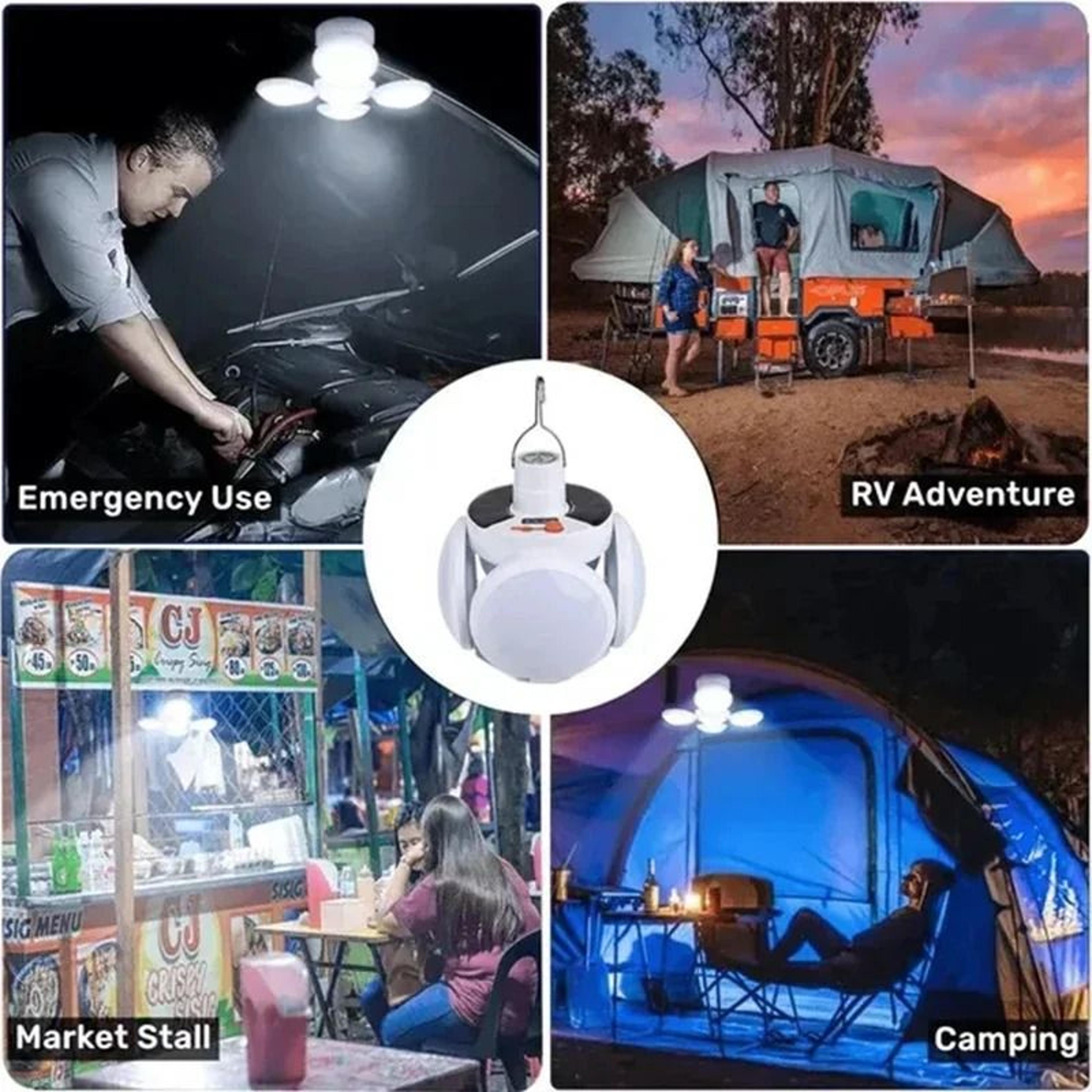 Solar Outdoor Folding LED Light Portable USB Rechargeable Camping Search Torch 1