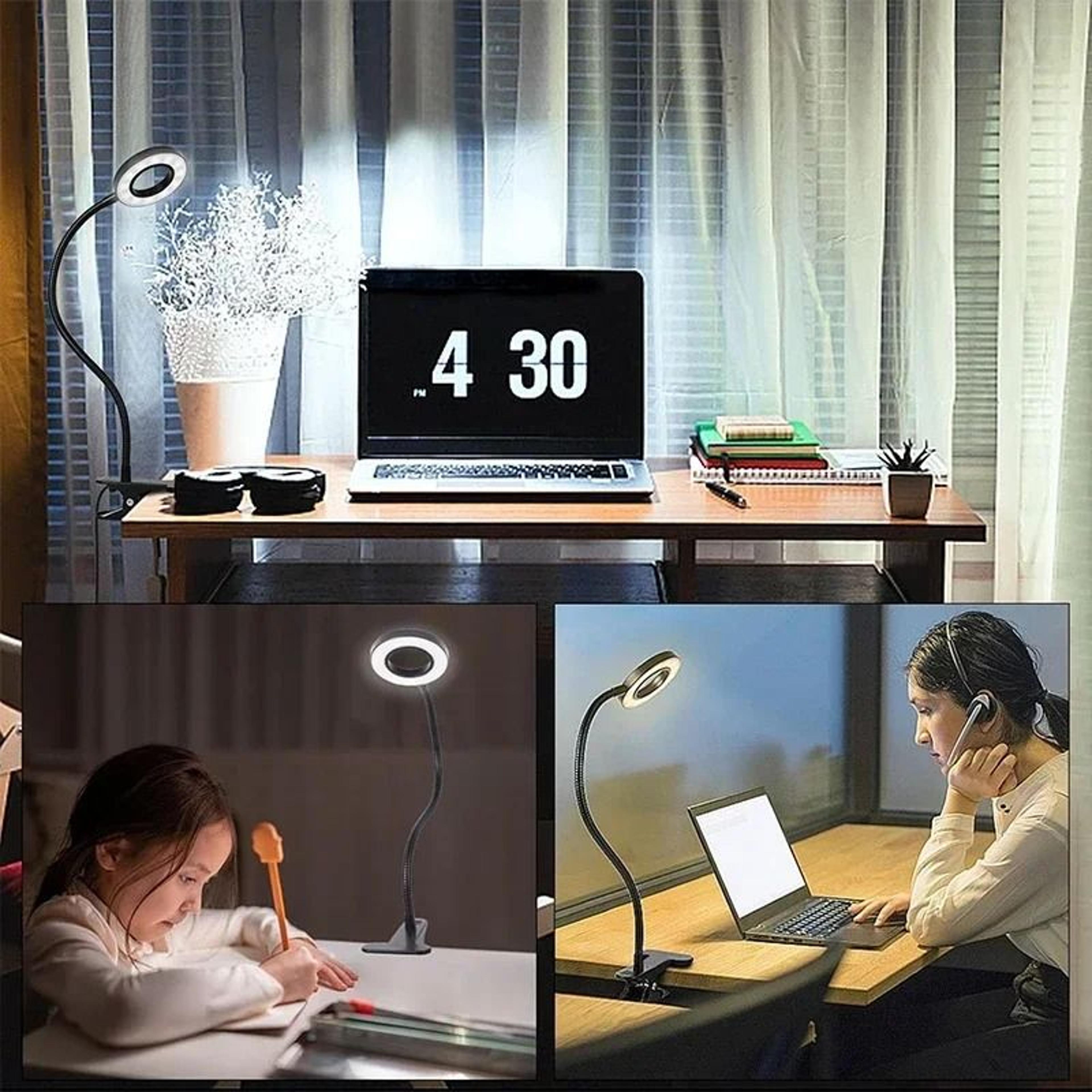 USB Clamp Reading Desk Light 3 Color Modes  10 Dimming Levels With 360 Flexible Gooseneck 5