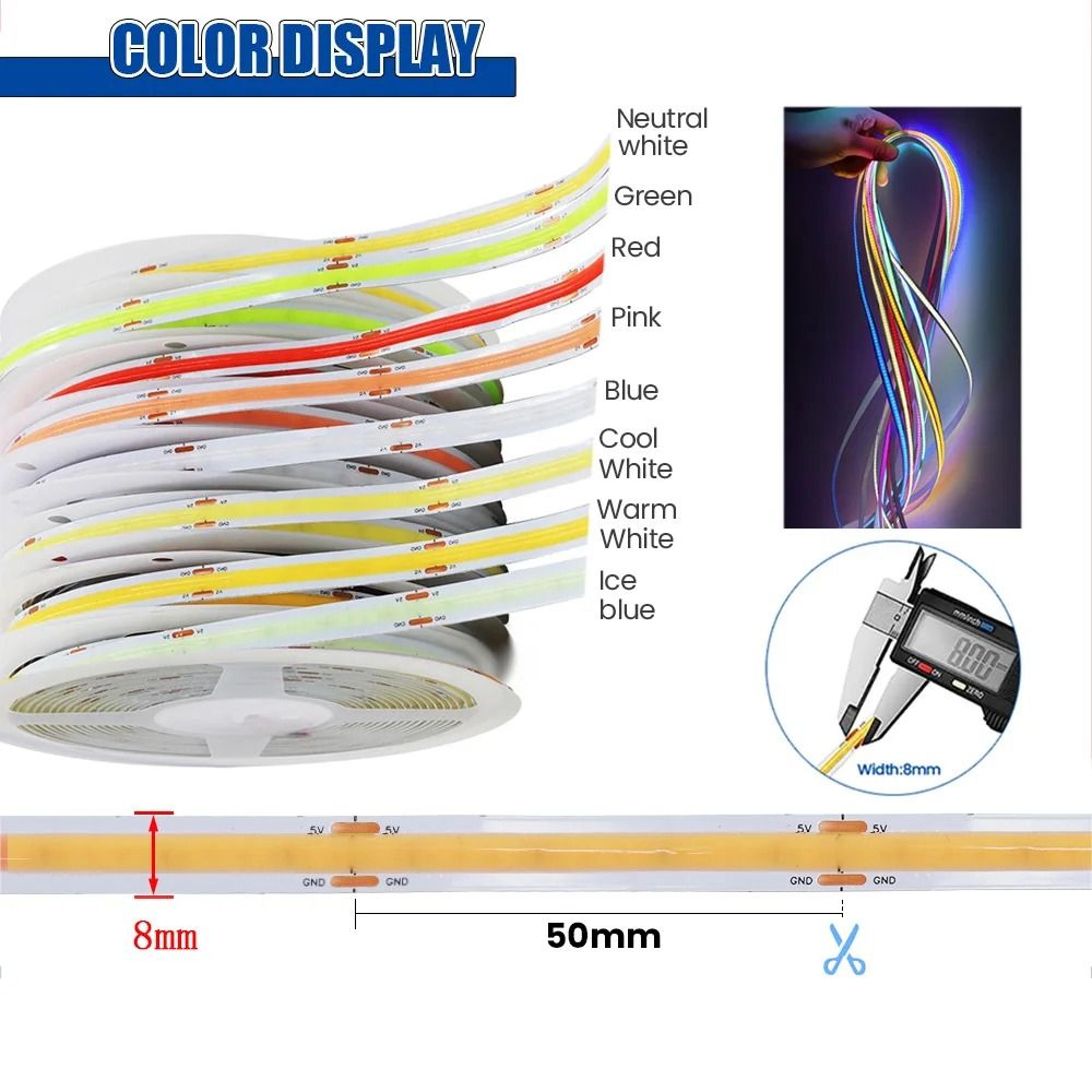 DC 5V USB COB LED Strip Light HighDensity 320 LEDsm Flexible Ribbon Tape 1