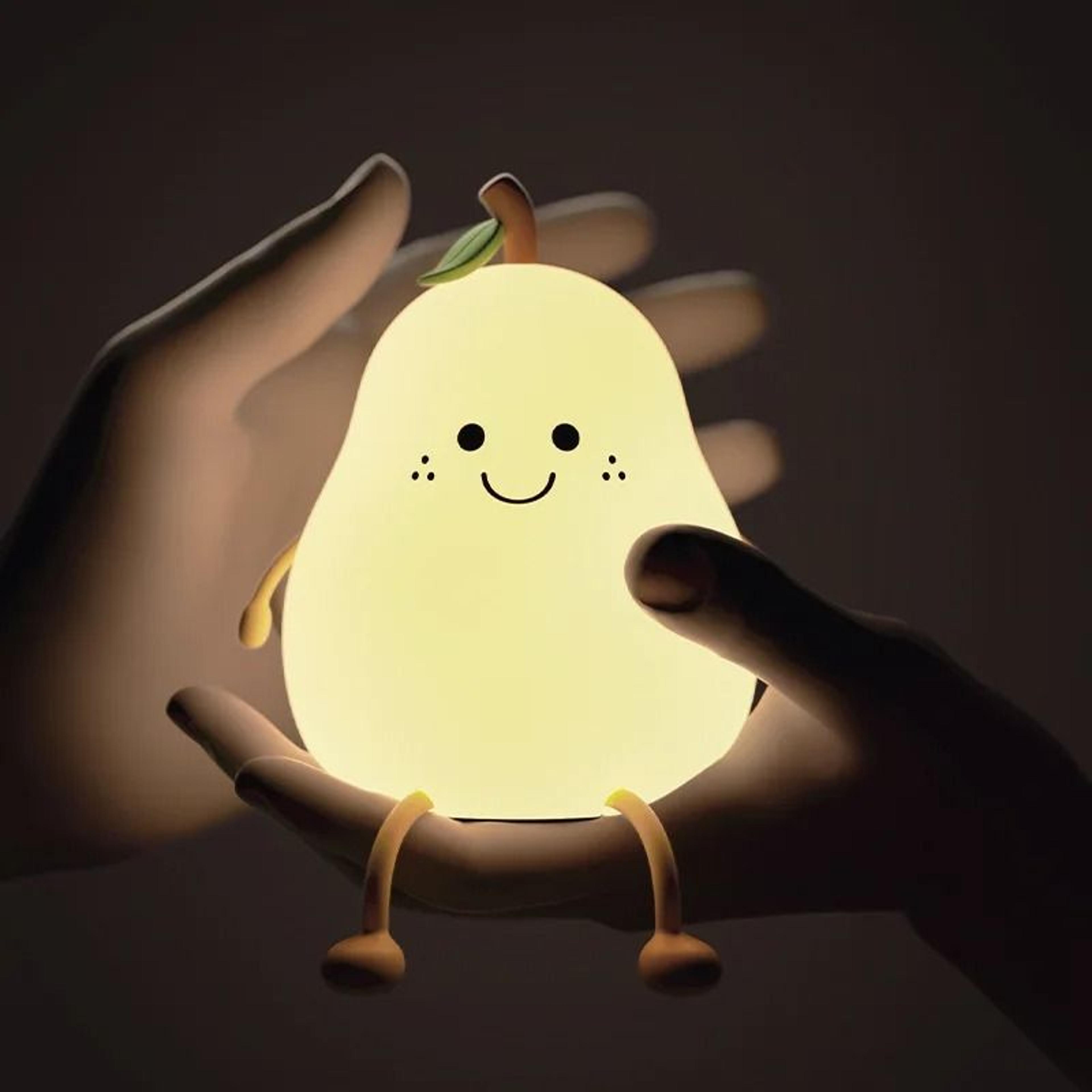 Creative Cute Pear Silicone LED Night Light USB Rechargeable Touch Dimming Table Lamp 5