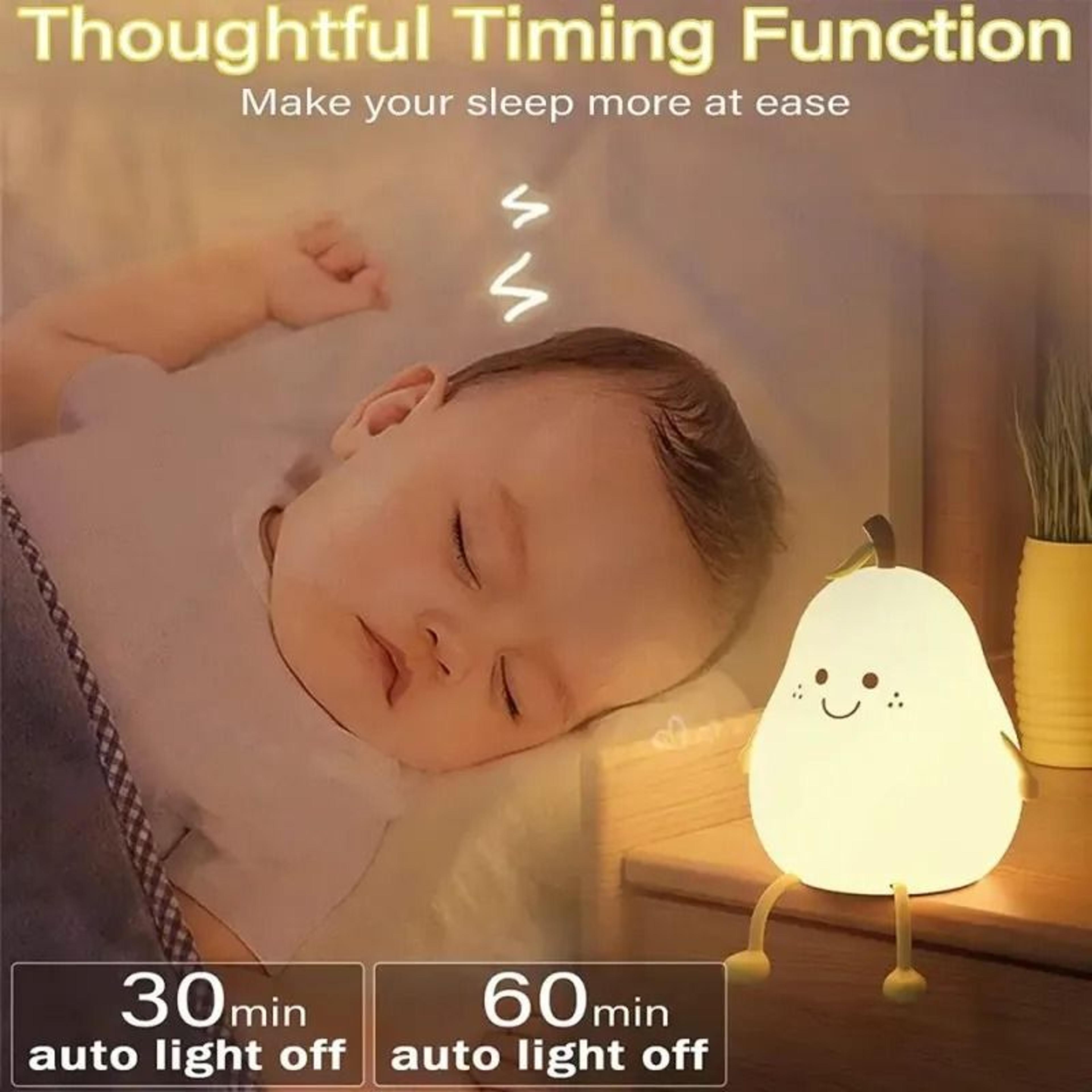 Creative Cute Pear Silicone LED Night Light USB Rechargeable Touch Dimming Table Lamp 1