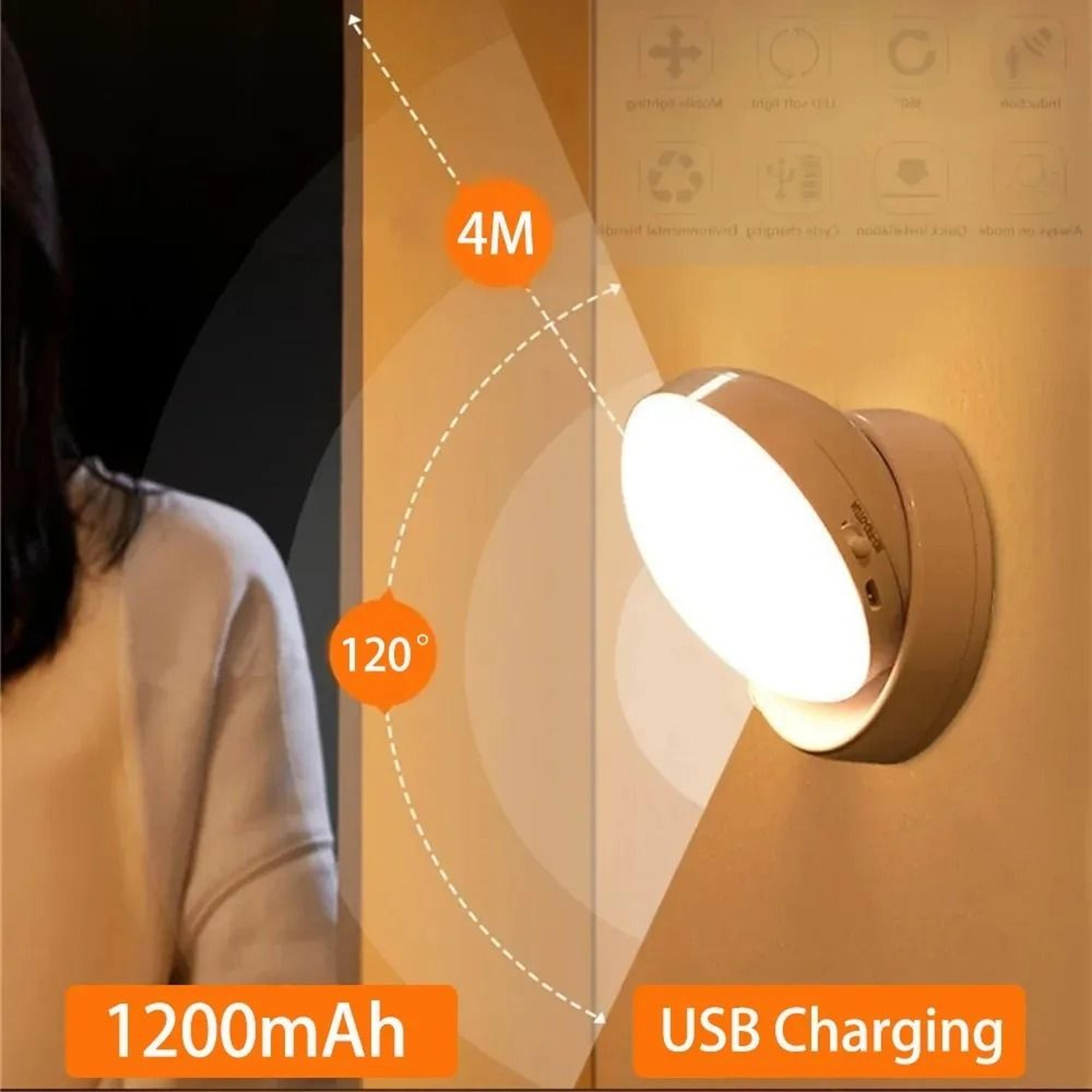 wireless round led motion sensor night light (usb rechargeable energy-saving wall lamp)