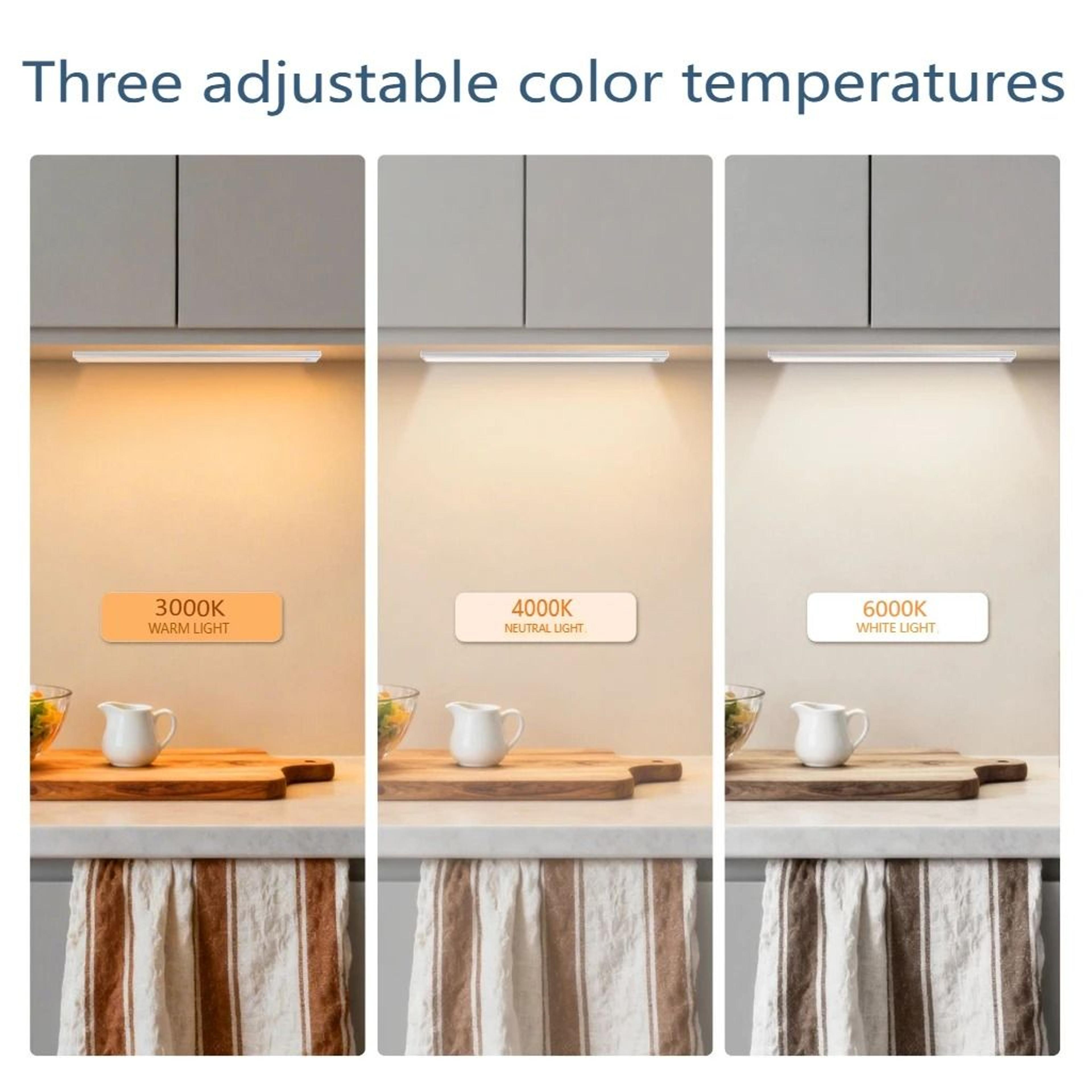 Wireless Motion Sensor Under Cabinet LED Light 3 Colors Dimmable  USB Rechargeable Magnetic Bar 1