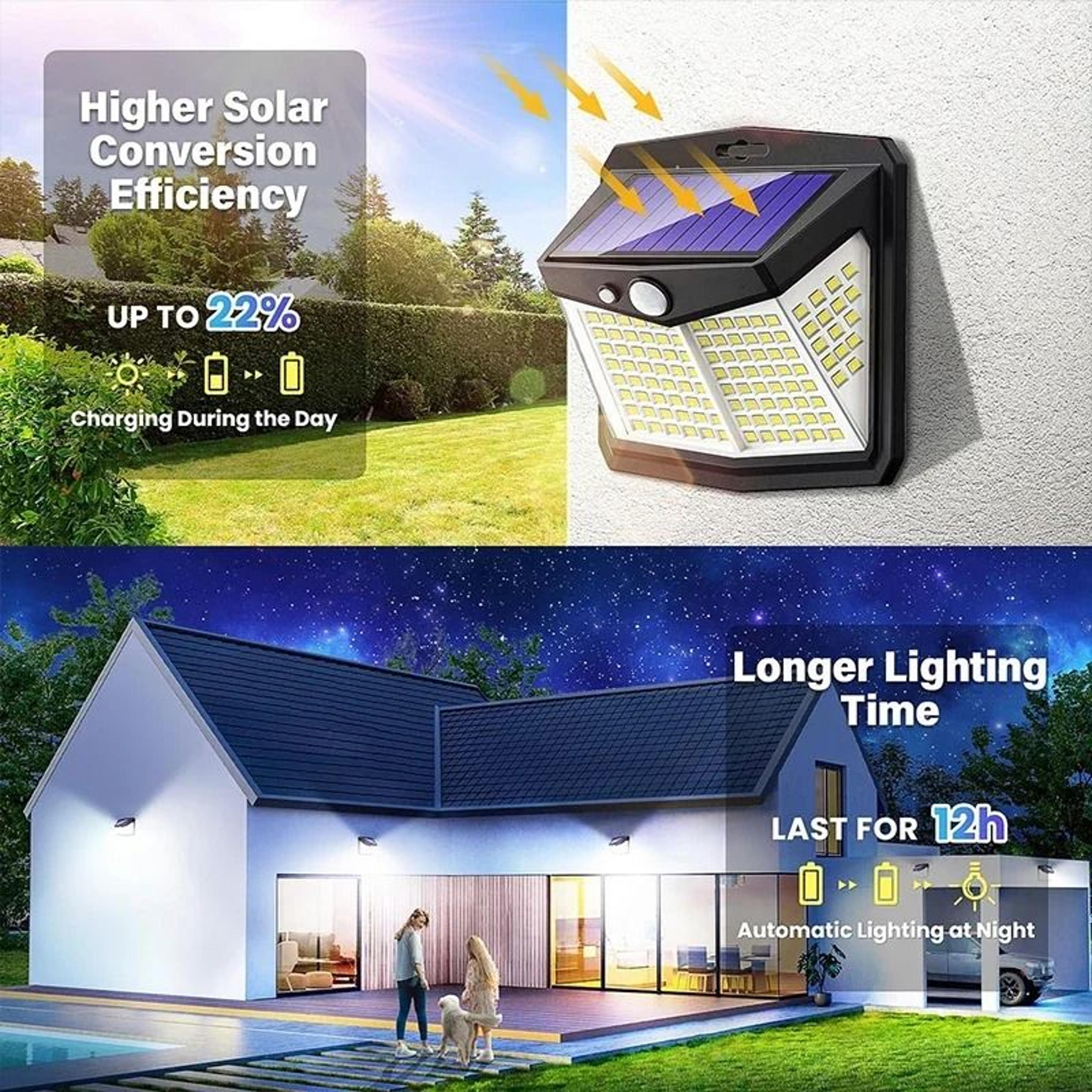 128 LED Outdoor Solar Motion Sensor Security Light IP65 Waterproof Wall Lamp With 3 Lighting Modes 2