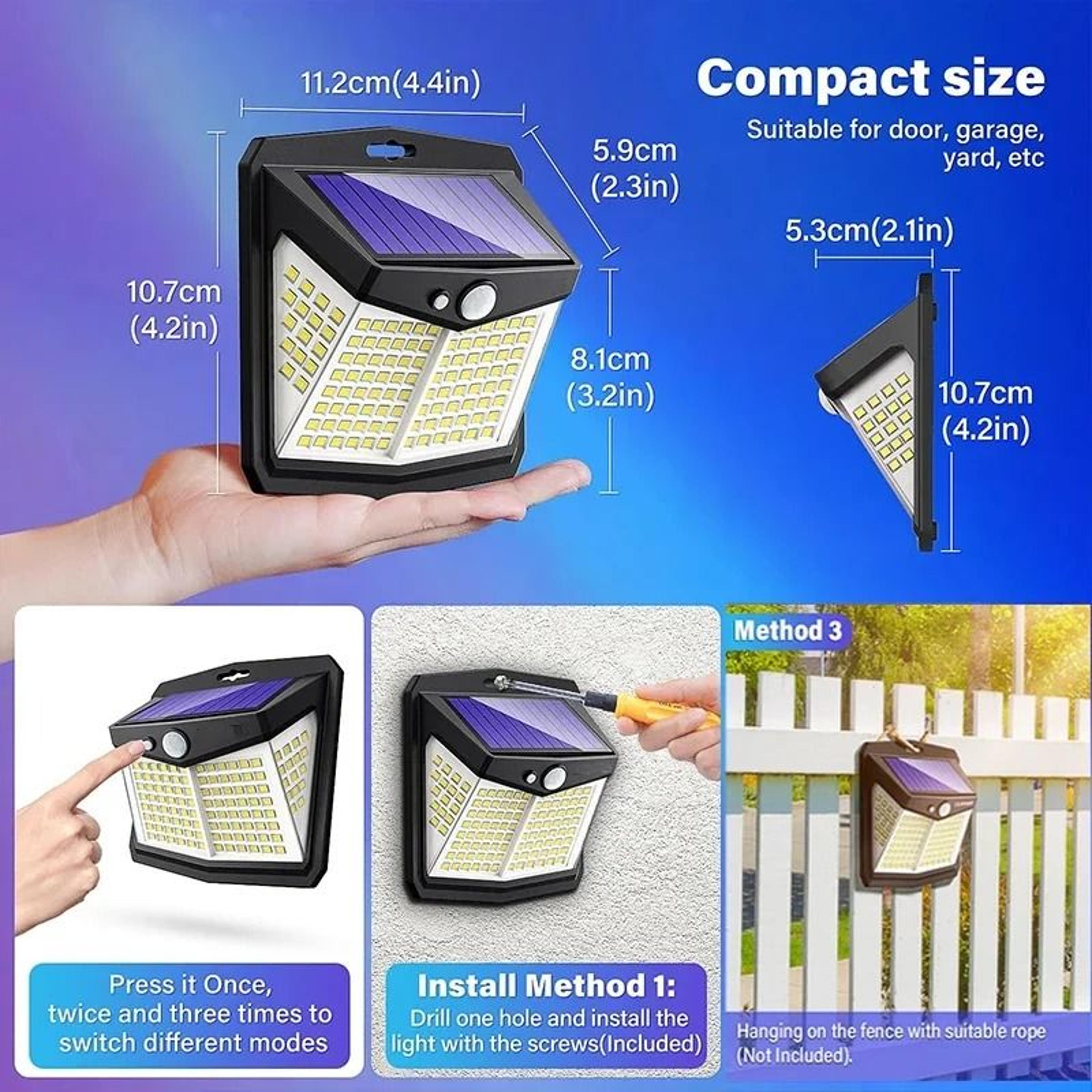 128 LED Outdoor Solar Motion Sensor Security Light IP65 Waterproof Wall Lamp With 3 Lighting Modes 5