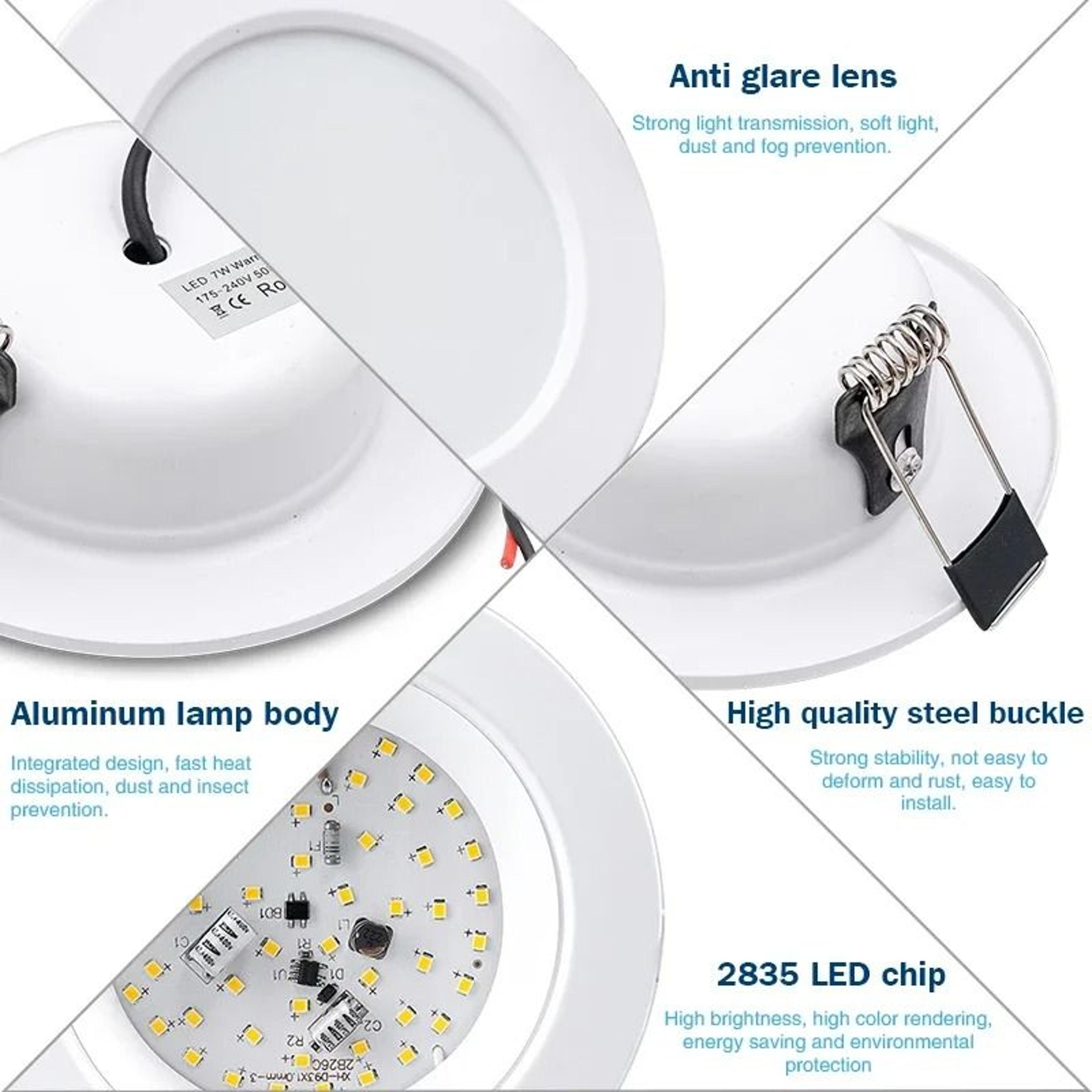 6Piece Recessed Round LED Downlight Set AC110V220VDC12V24V Ceiling Spotlight Pack 2
