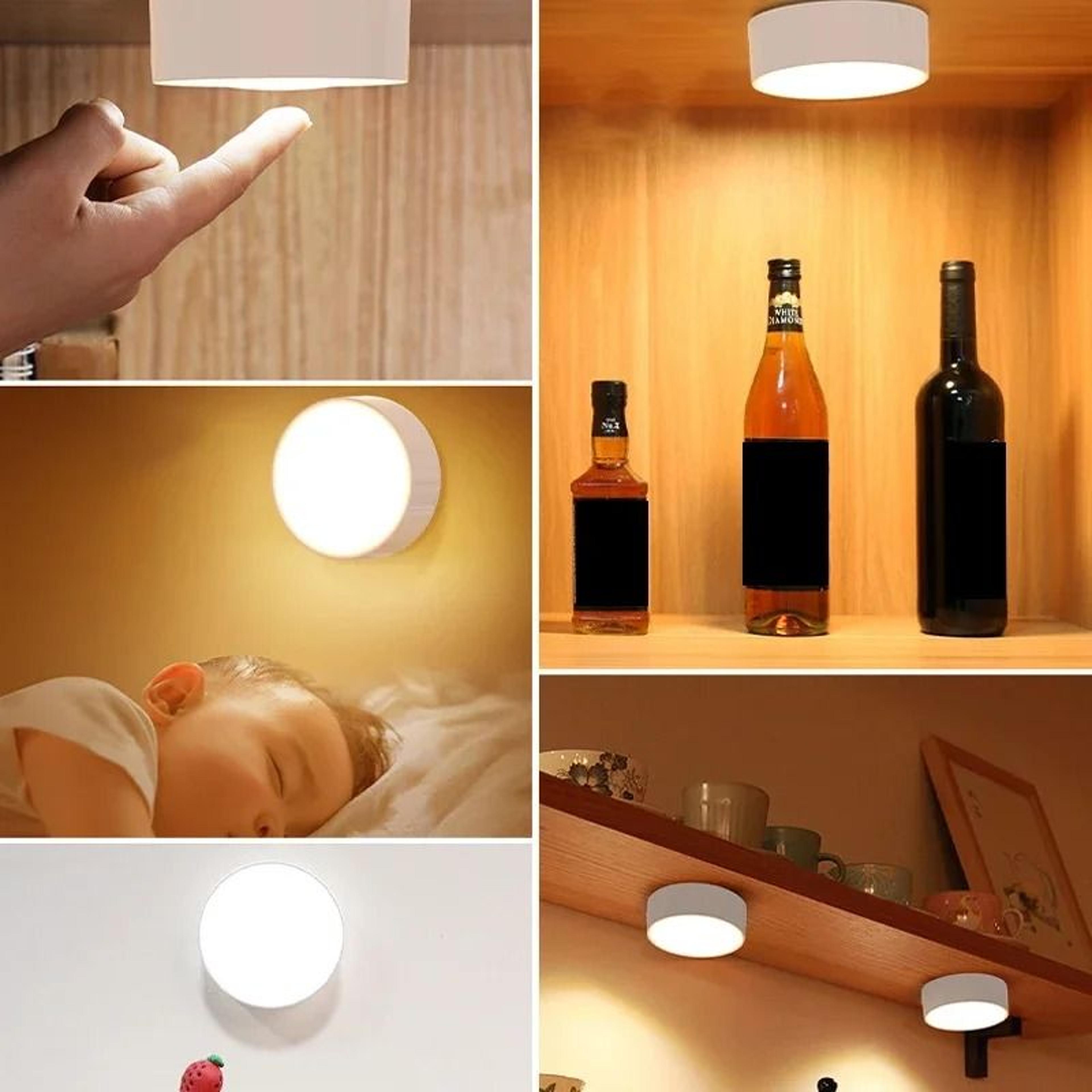 Smart Remote Control Dimmable LED Cabinet Light Battery Powered Wireless Puck Night Lamp 5