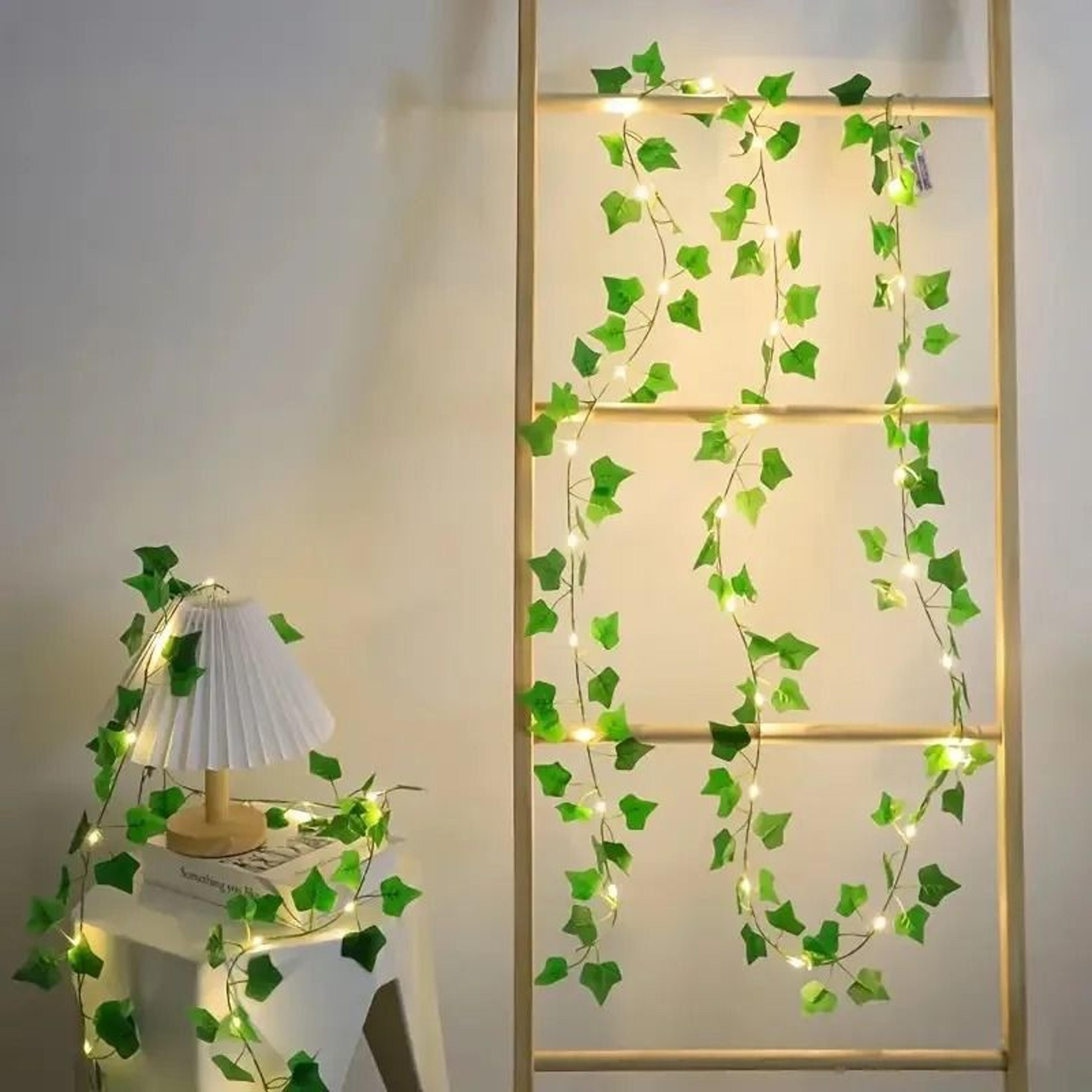 Solar Powered Artificial Ivy Leaf String Lights Waterproof Outdoor Garden Garland Fairy Lights 3
