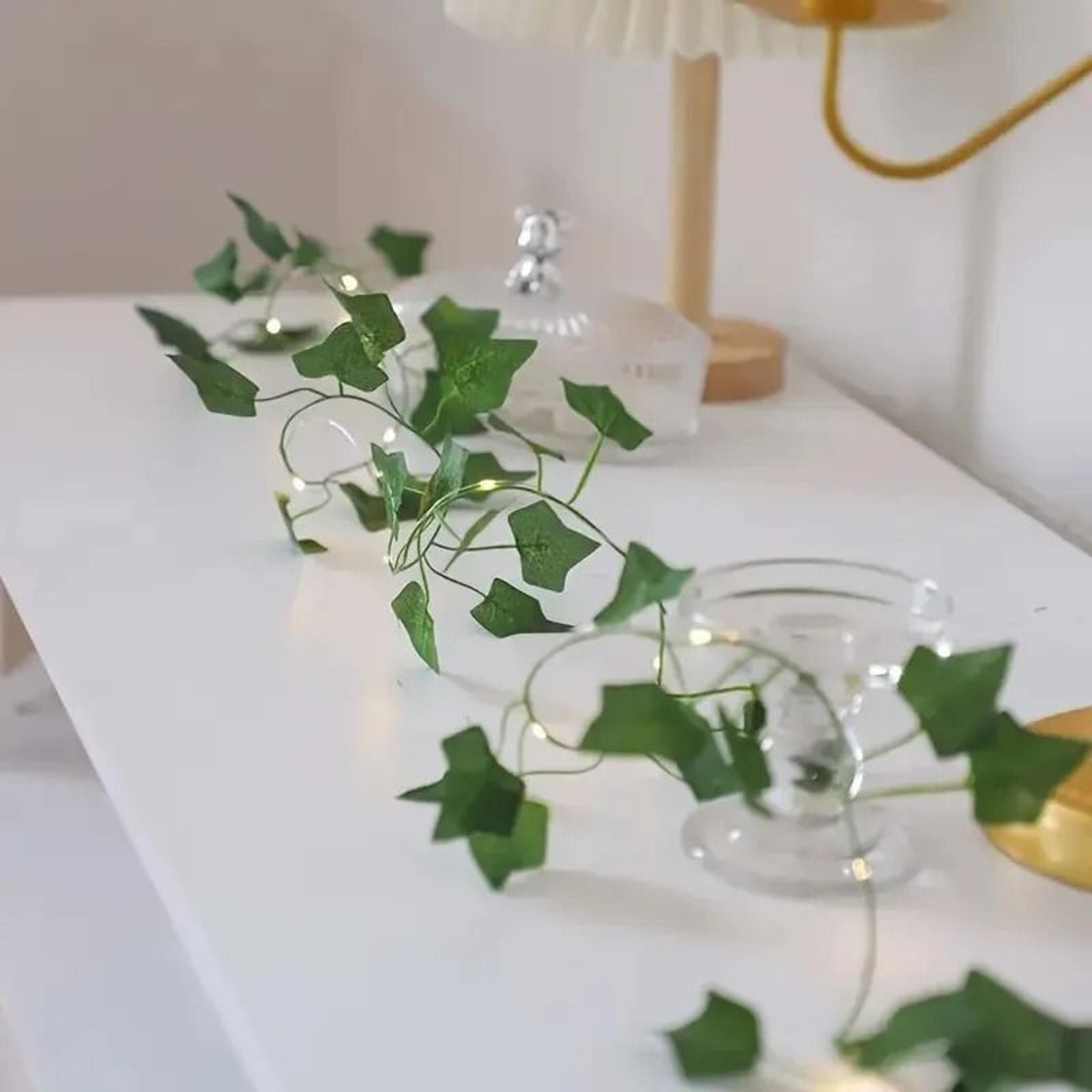Solar Powered Artificial Ivy Leaf String Lights Waterproof Outdoor Garden Garland Fairy Lights 5