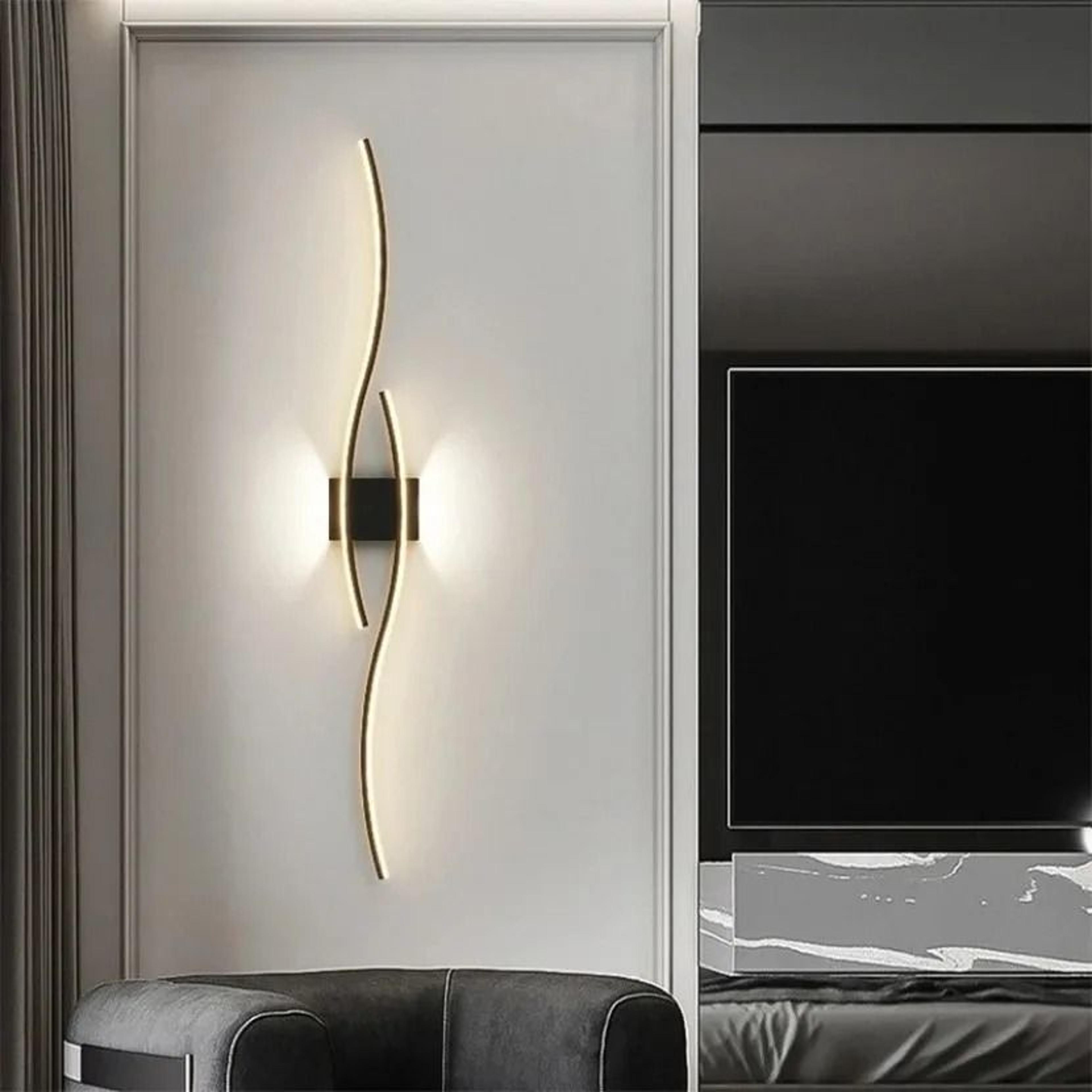 Modern Long Strip LED Wall Lamp Remote Control Dimmable Bedroom  TV Background Sconce 3