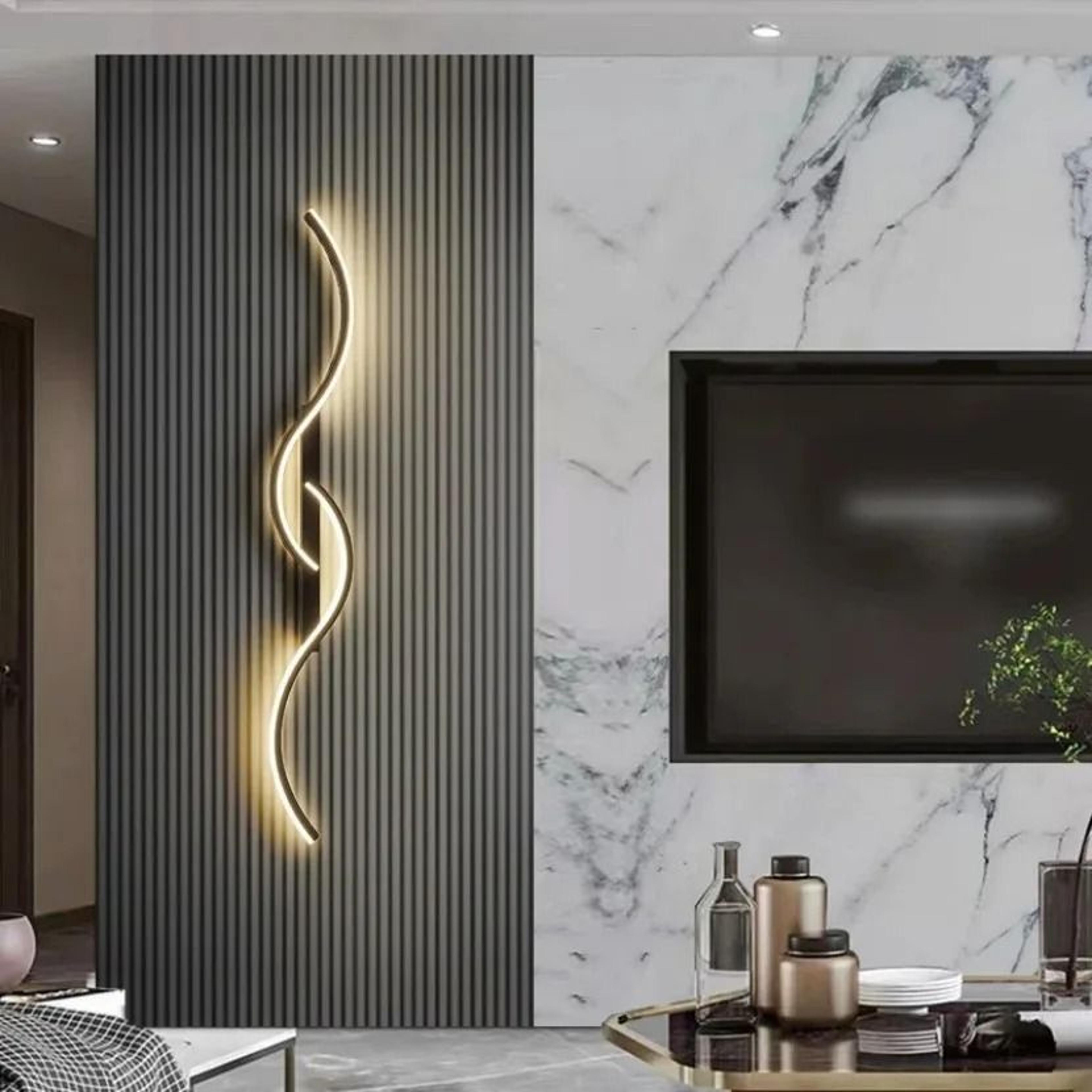 Modern Long Strip LED Wall Lamp Remote Control Dimmable Bedroom  TV Background Sconce 2